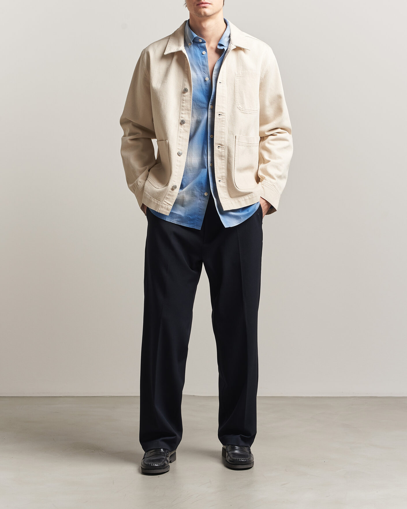 Herre | Skjorter | LES DEUX | Layton Denim Overshirt Ivory