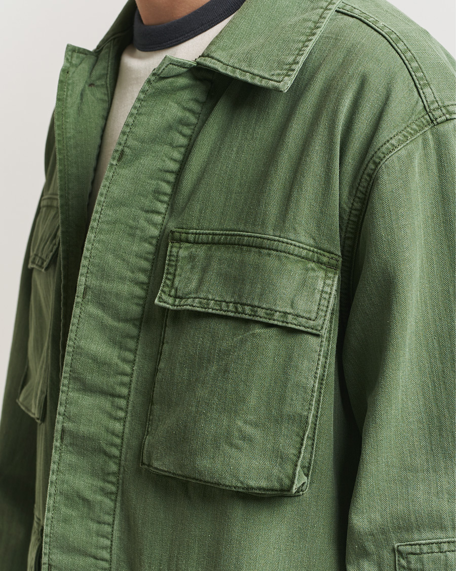 Herre | Jakker | Jeanerica | Luc Herringbone Shirt Jacket Chevron Green