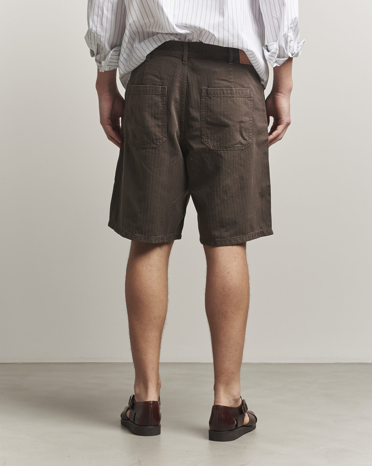 Herre | Shorts | Jeanerica | Genua Worker Chino Shorts Chevron Brown
