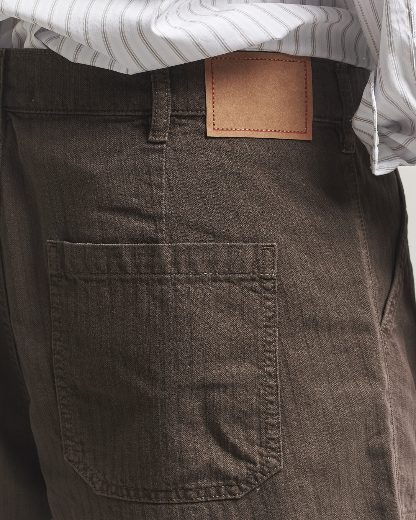 Herre | Shorts | Jeanerica | Genua Worker Chino Shorts Chevron Brown