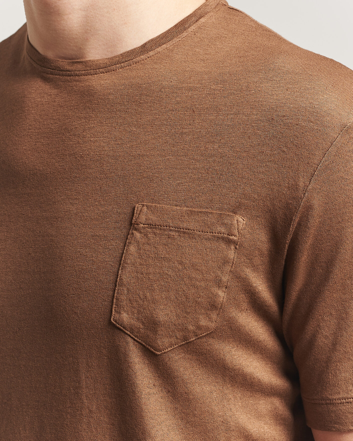 Herre | T-Shirts | Massimo Alba | Panarea Cotton/Linen T-Shirt Wood