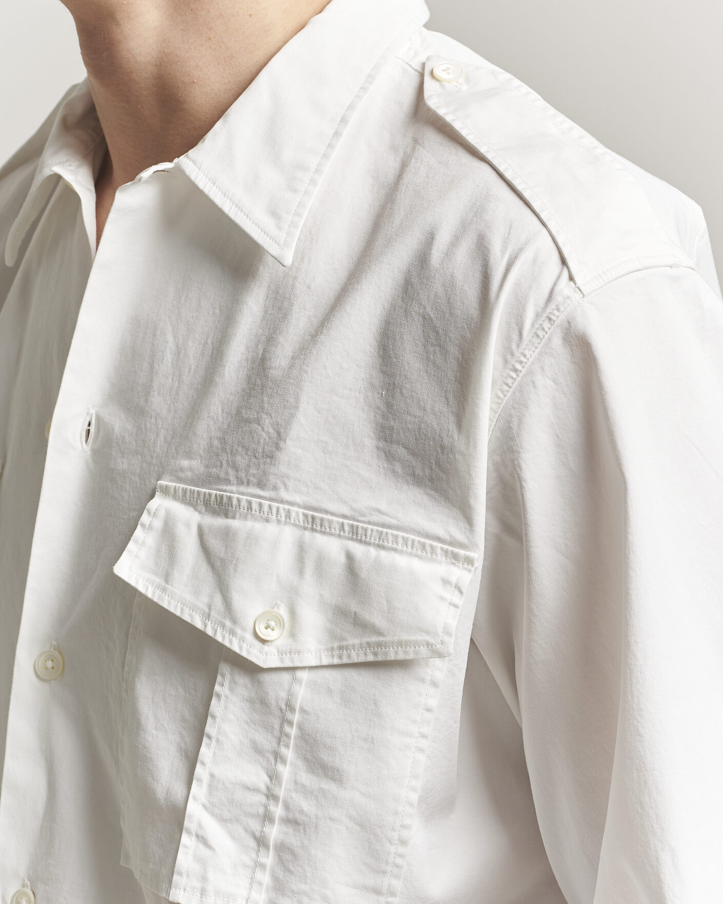Herre | Skjorter | Massimo Alba | Army Double Pocket Shirt White