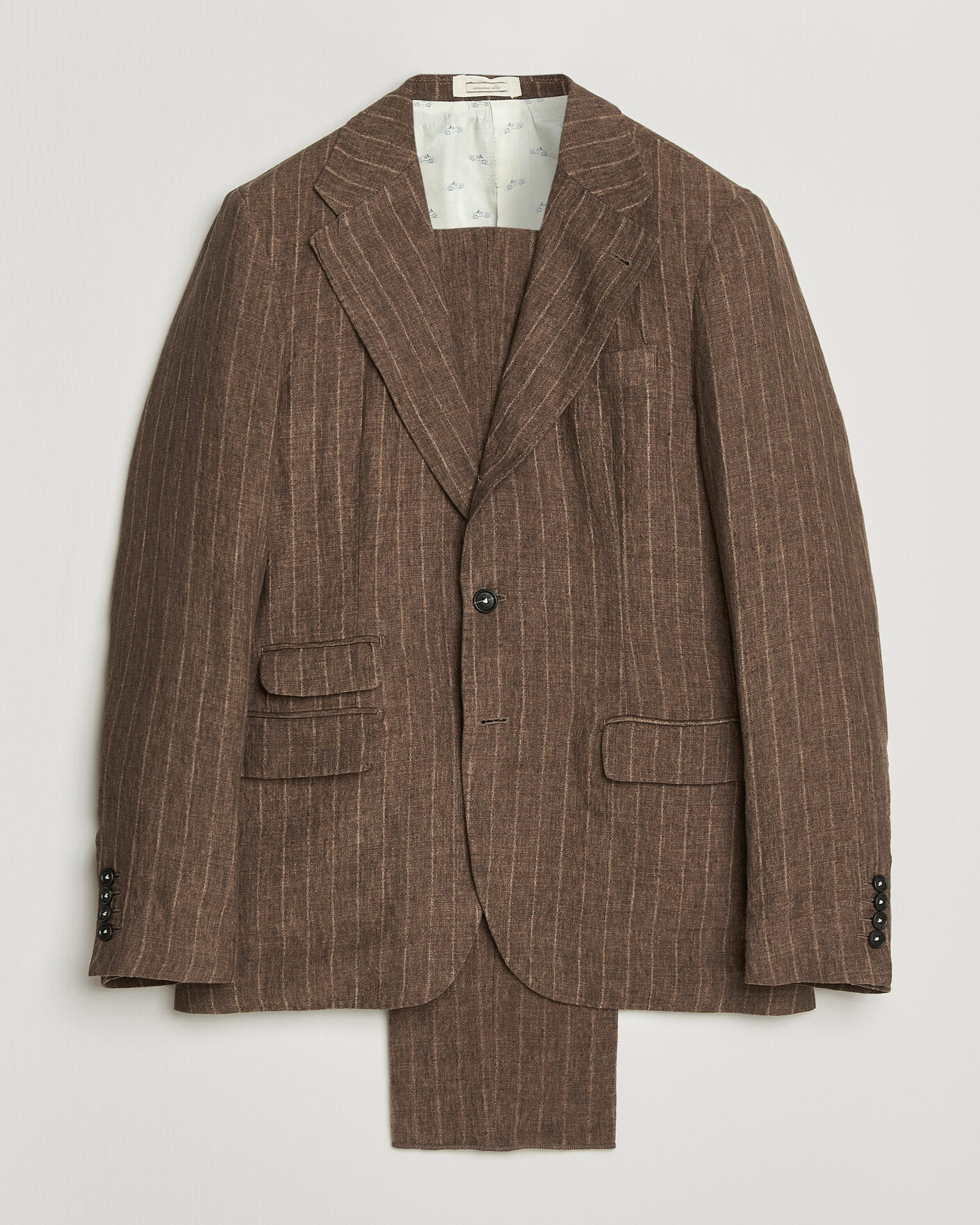 Herre | Jakkesæt | Massimo Alba | Sloop Linen Suit Brown Pinstripe