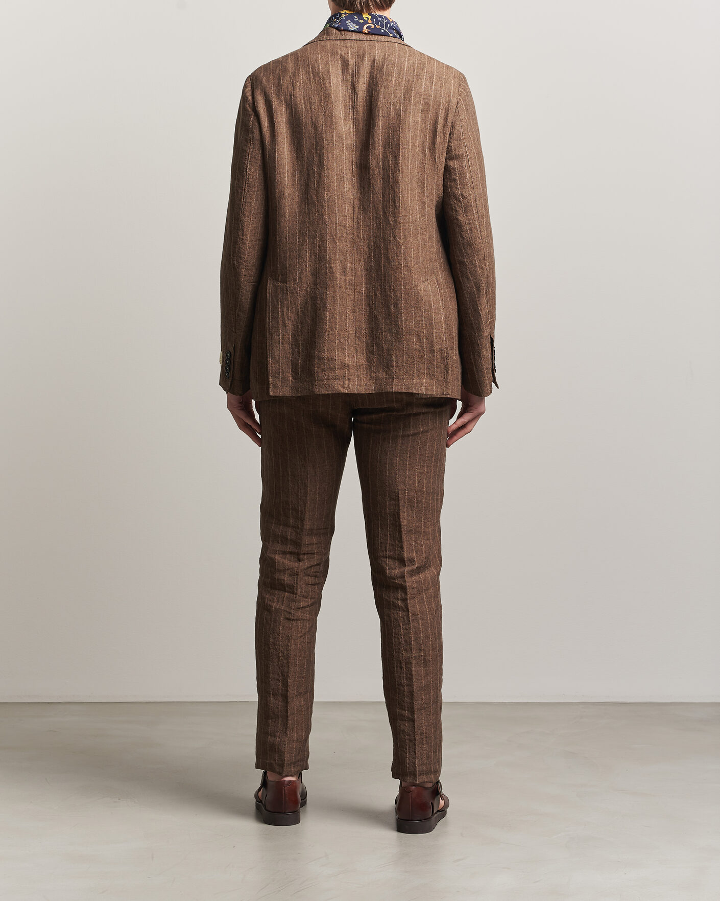 Herre | Jakkesæt | Massimo Alba | Sloop Linen Suit Brown Pinstripe