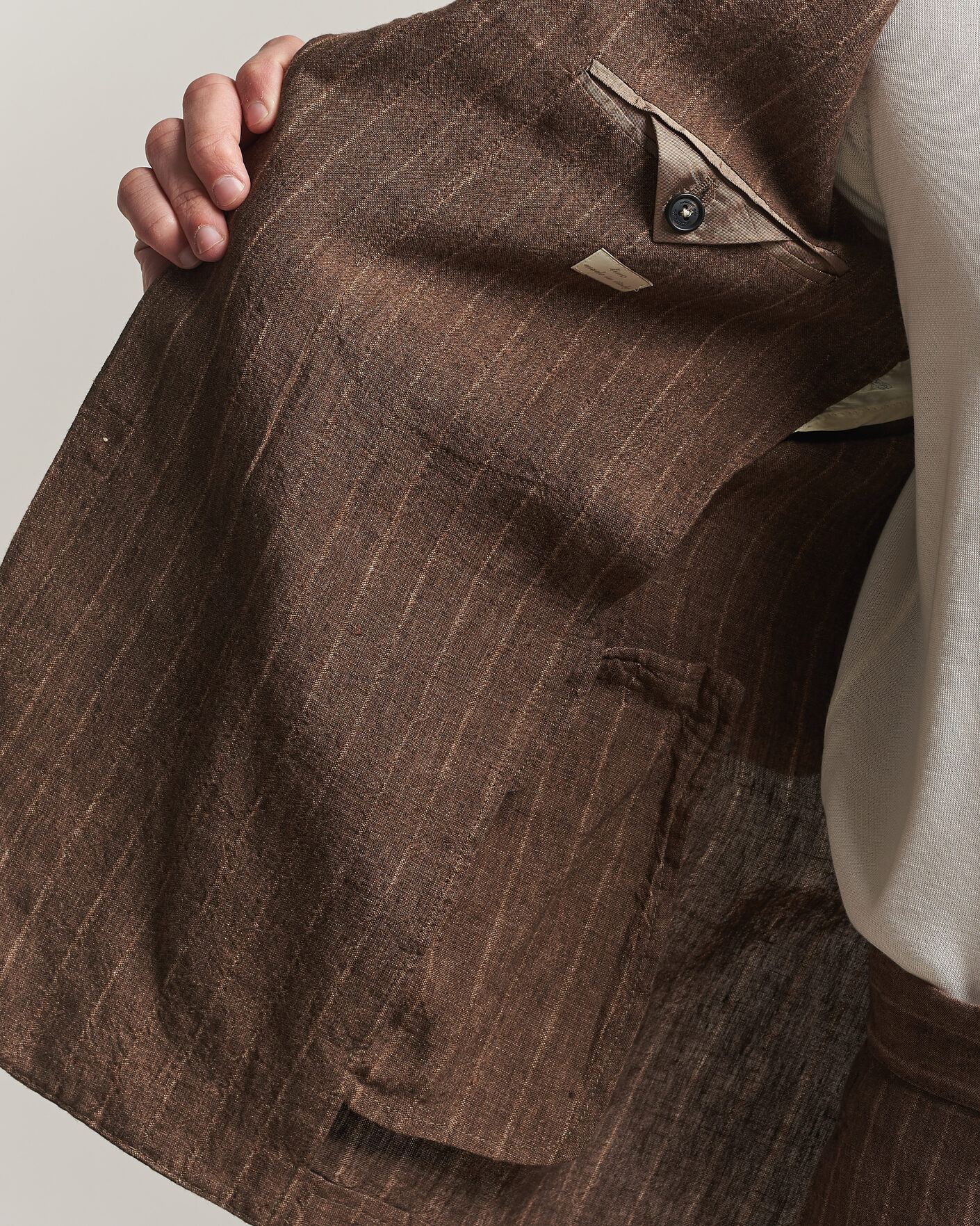 Herre | Jakkesæt | Massimo Alba | Sloop Linen Suit Brown Pinstripe