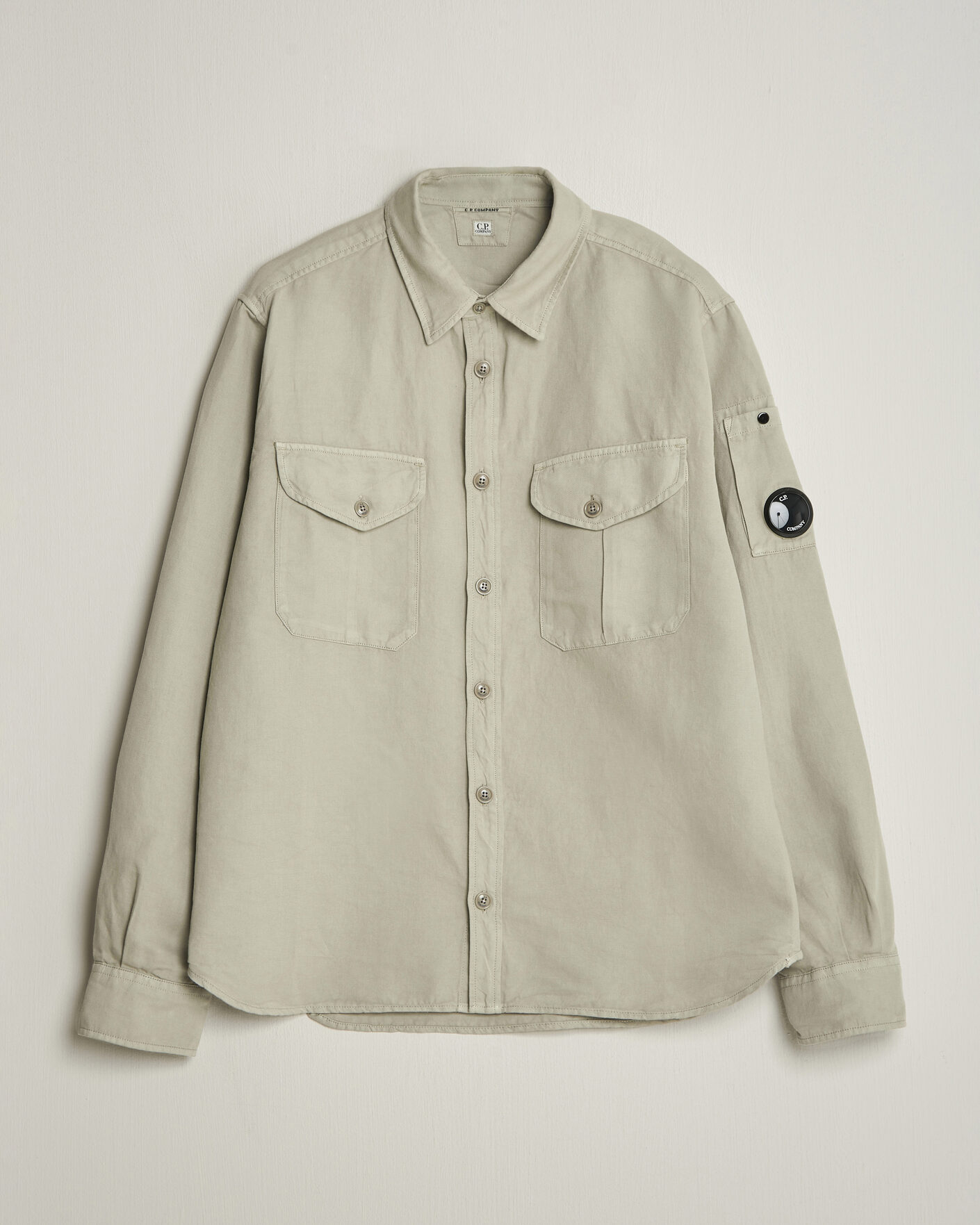 Herre | Skjorter | C.P. Company | Cotton/Linen Pocket Shirt Light Grey