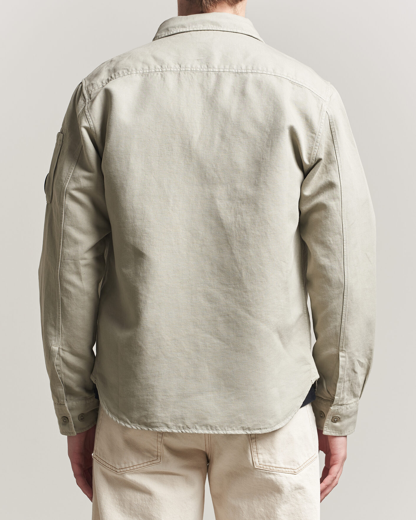 Herre | Skjorter | C.P. Company | Cotton/Linen Pocket Shirt Light Grey