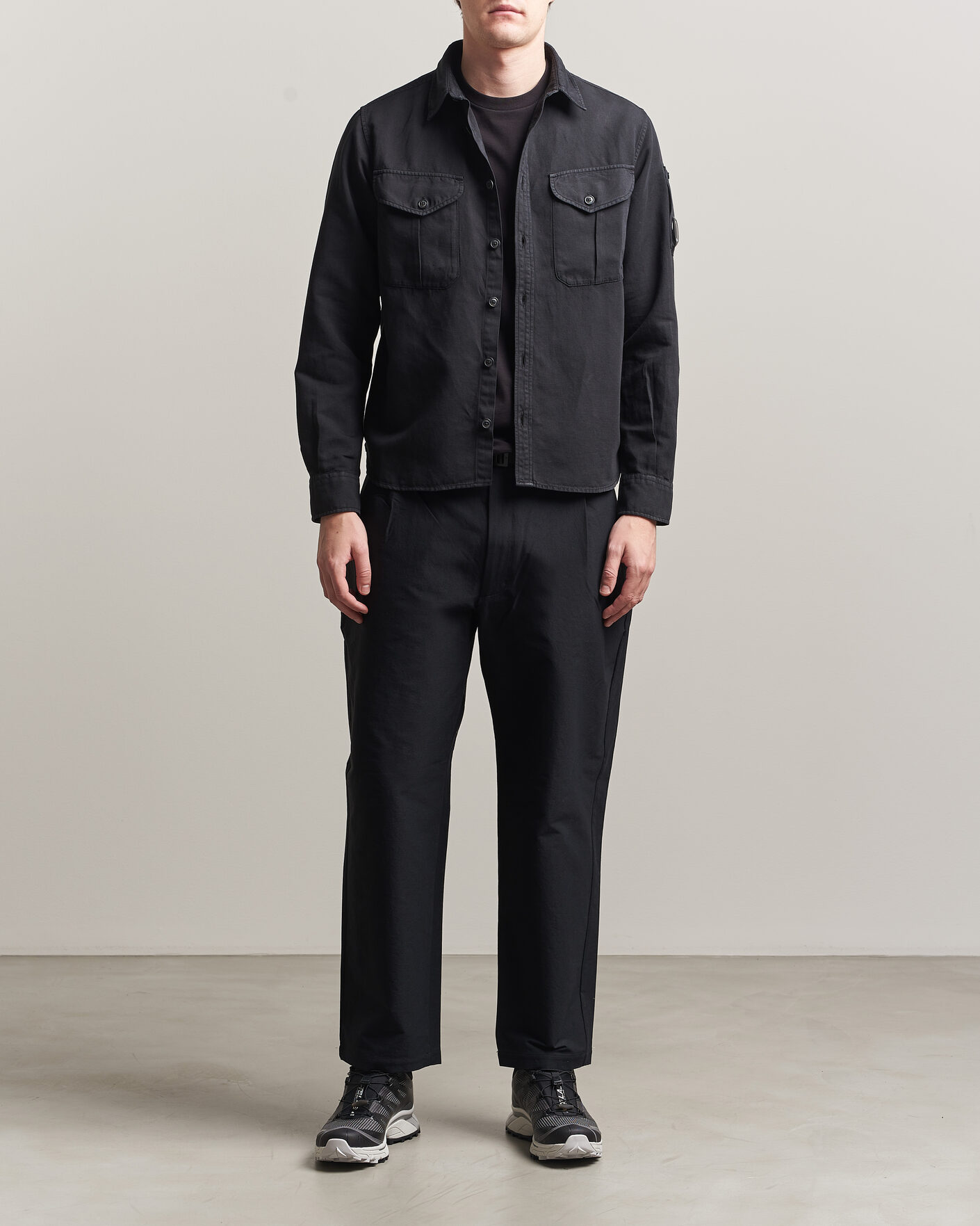 Herre | Skjorter | C.P. Company | Cotton/Linen Pocket Shirt Black