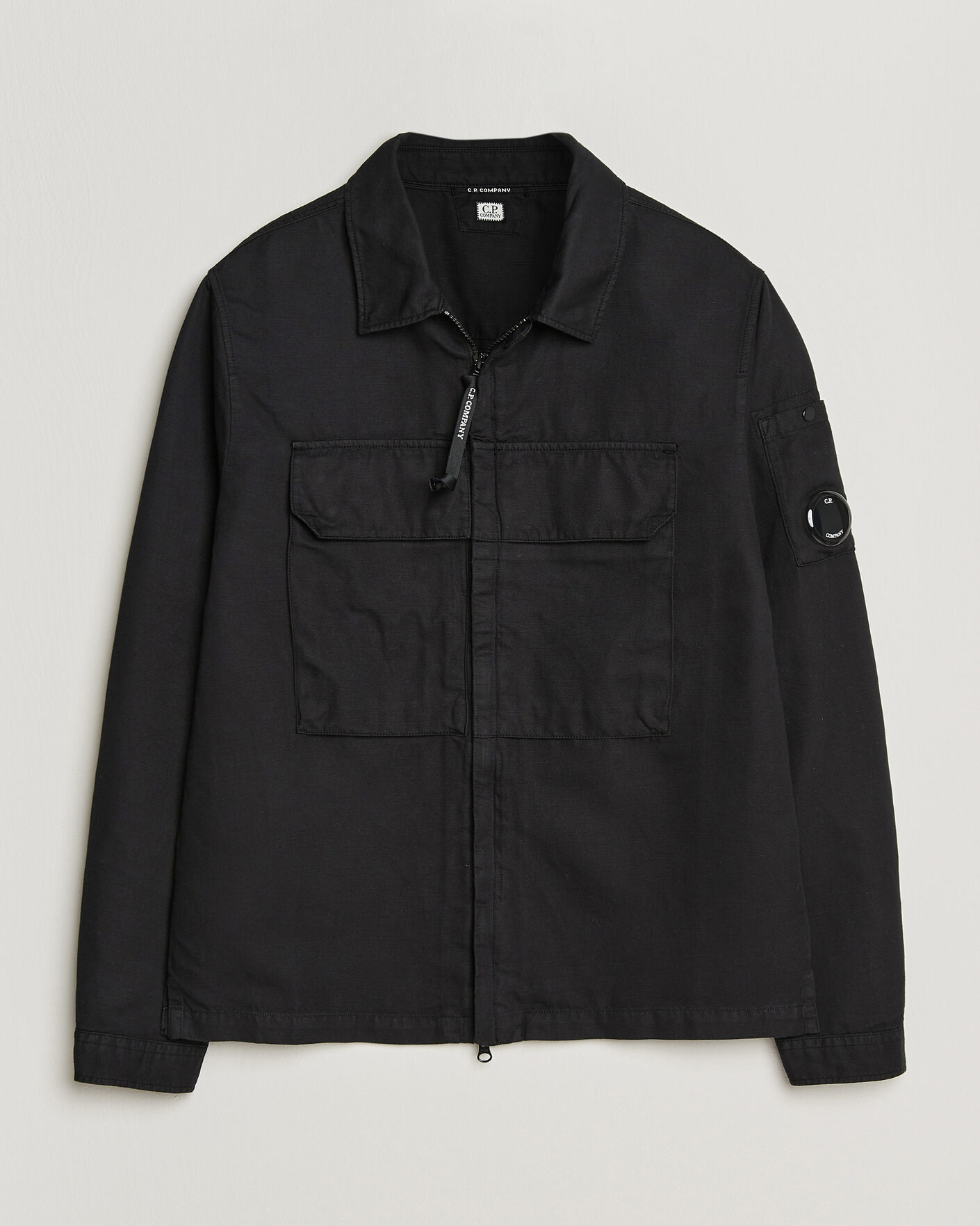 Herre | Skjorter | C.P. Company | Cotton/Linen Zip Overshirt Black