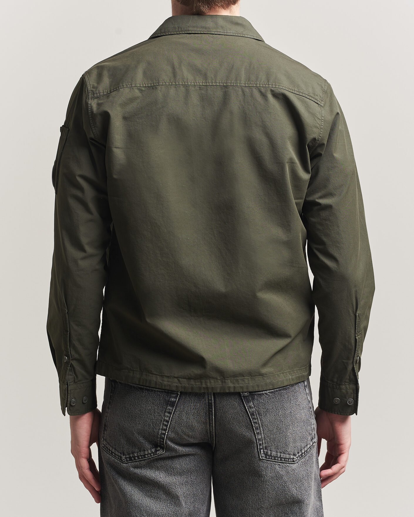Herre | Skjorter | C.P. Company | Garment Dyed Gabardine Zip Overshirt Dark Green
