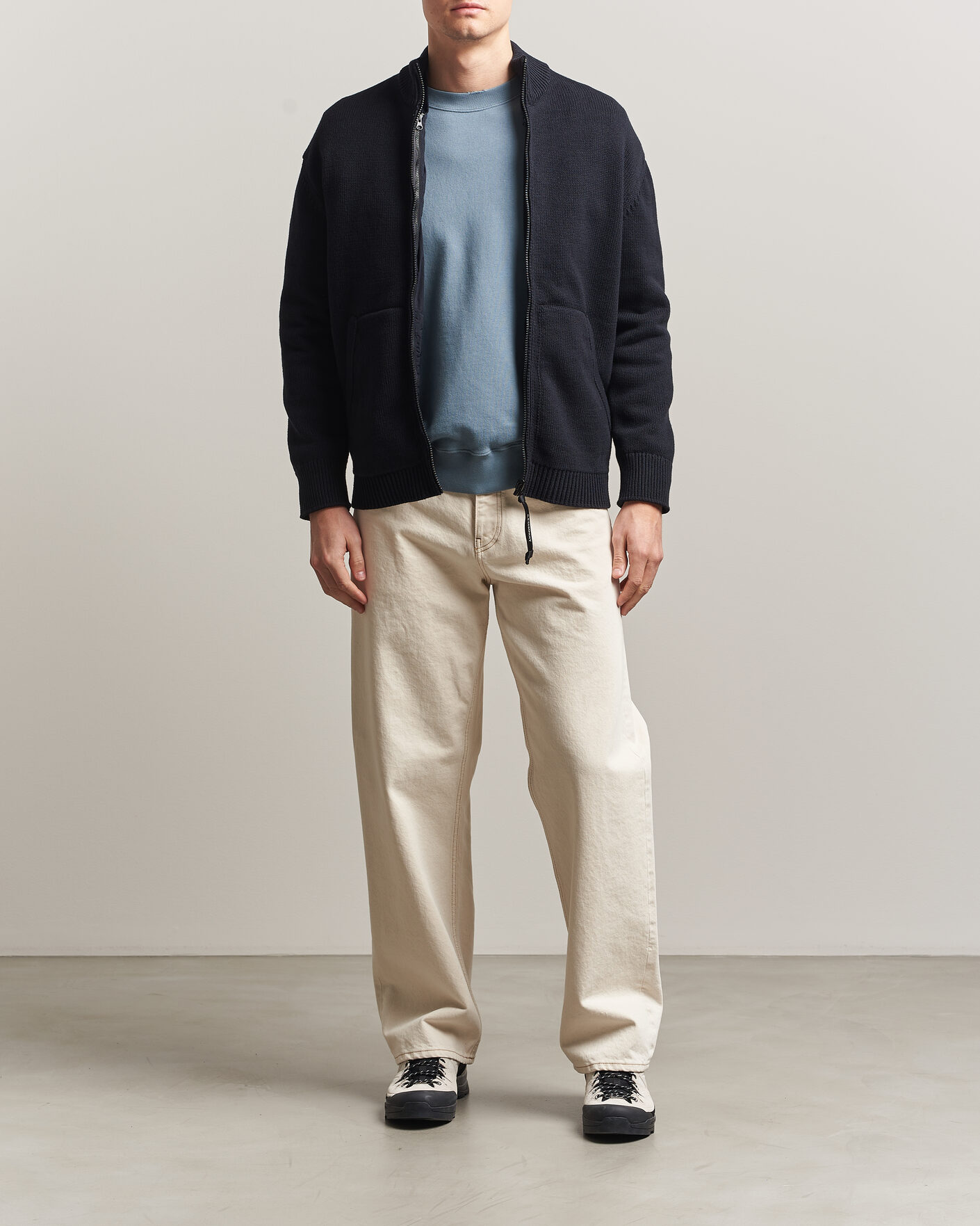 Herre | Trøjer | C.P. Company | Cotton Mix 2 in 1 Knitted Sweater Navy