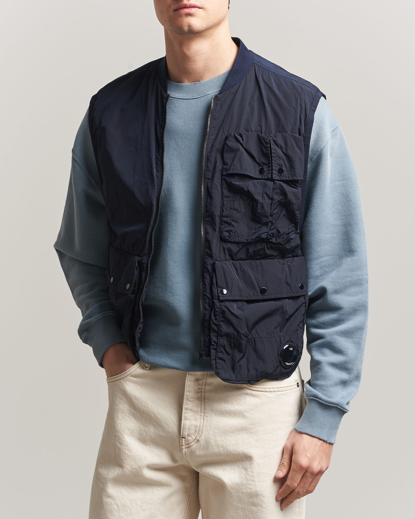 Herre | Trøjer | C.P. Company | Cotton Mix 2 in 1 Knitted Sweater Navy