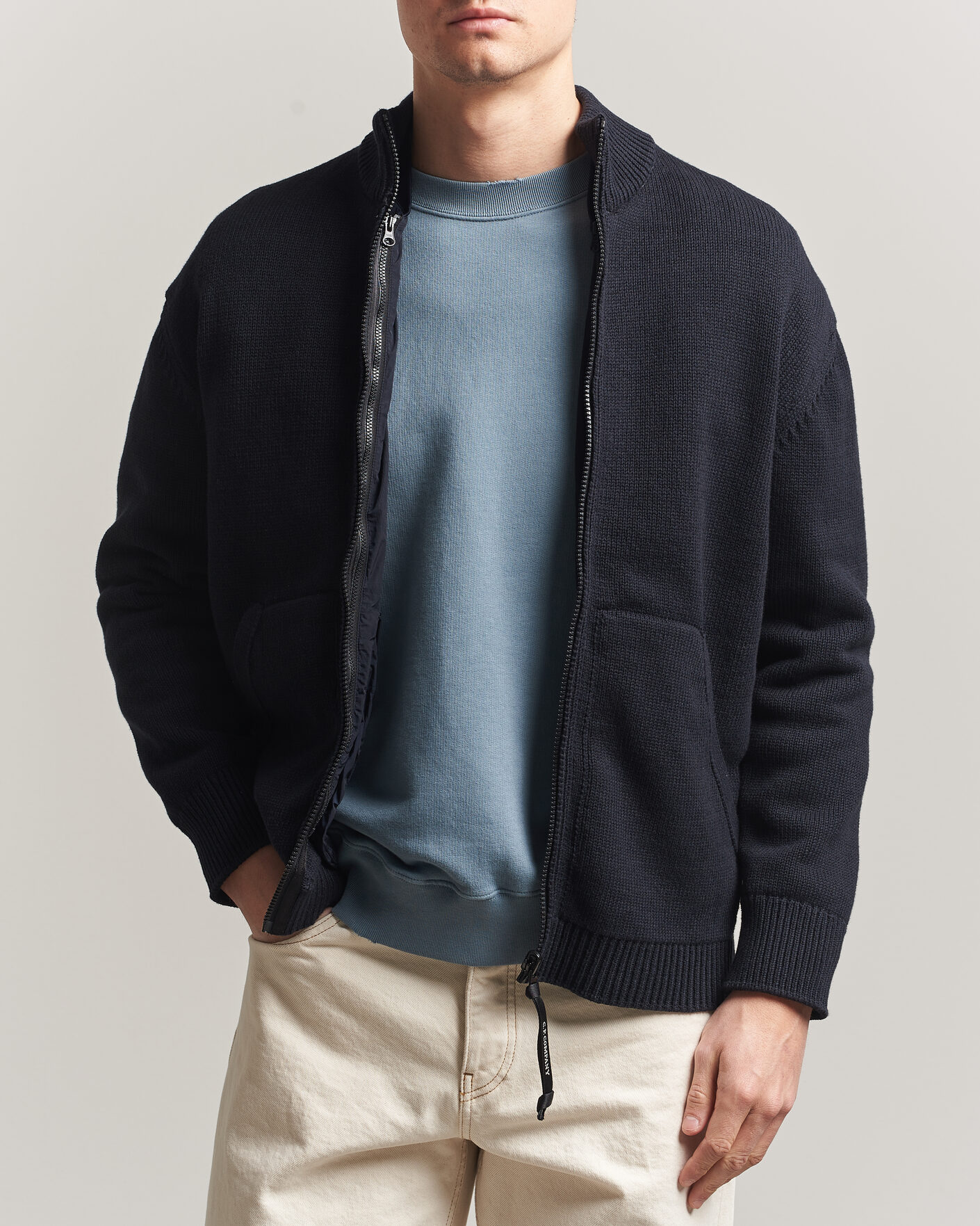 Herre | Trøjer | C.P. Company | Cotton Mix 2 in 1 Knitted Sweater Navy