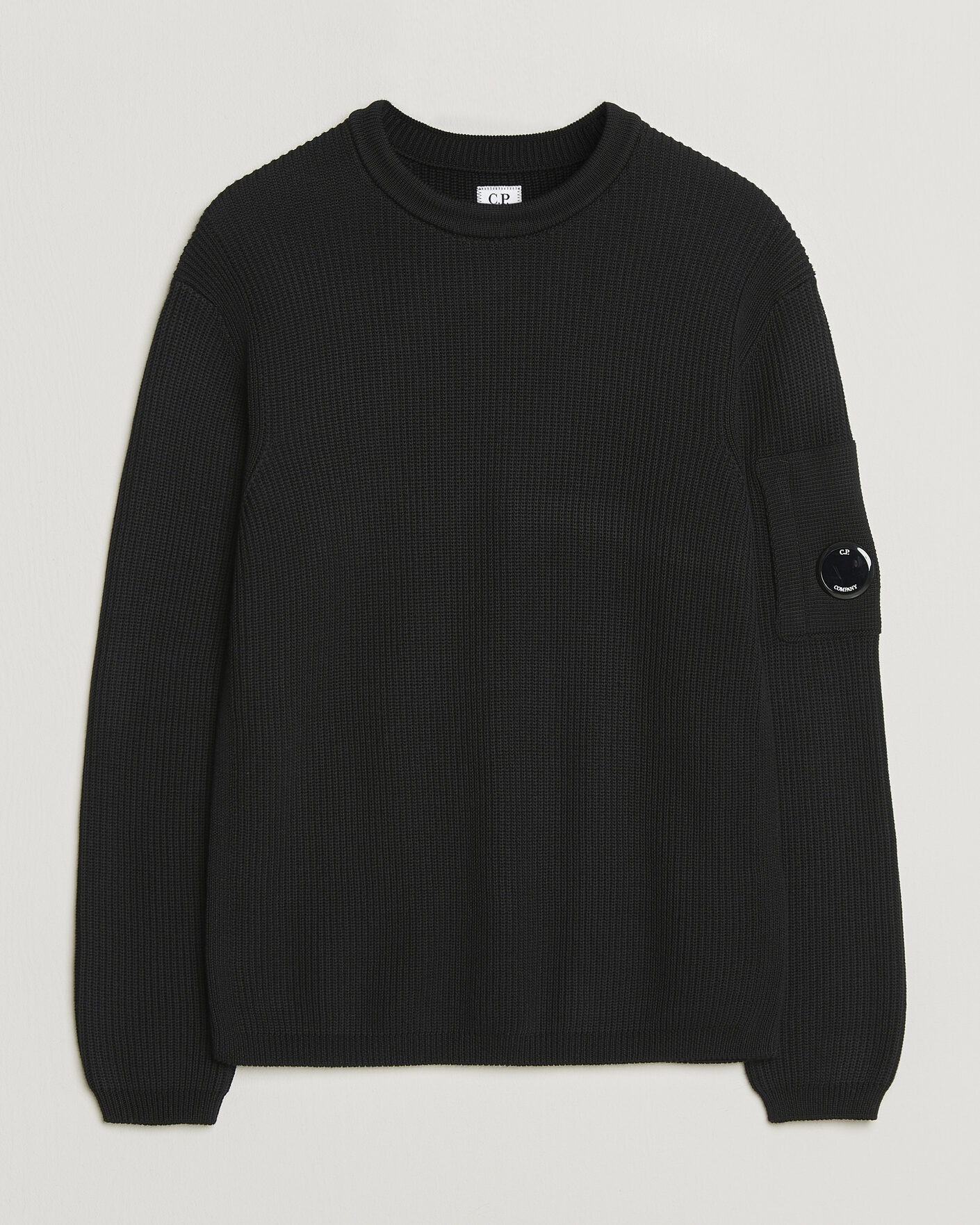 Herre | Trøjer | C.P. Company | Sea Island Knitted Cotton Crewneck Black