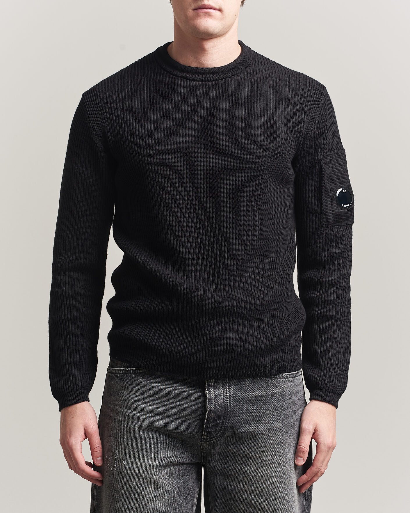 Herre | Trøjer | C.P. Company | Sea Island Knitted Cotton Crewneck Black