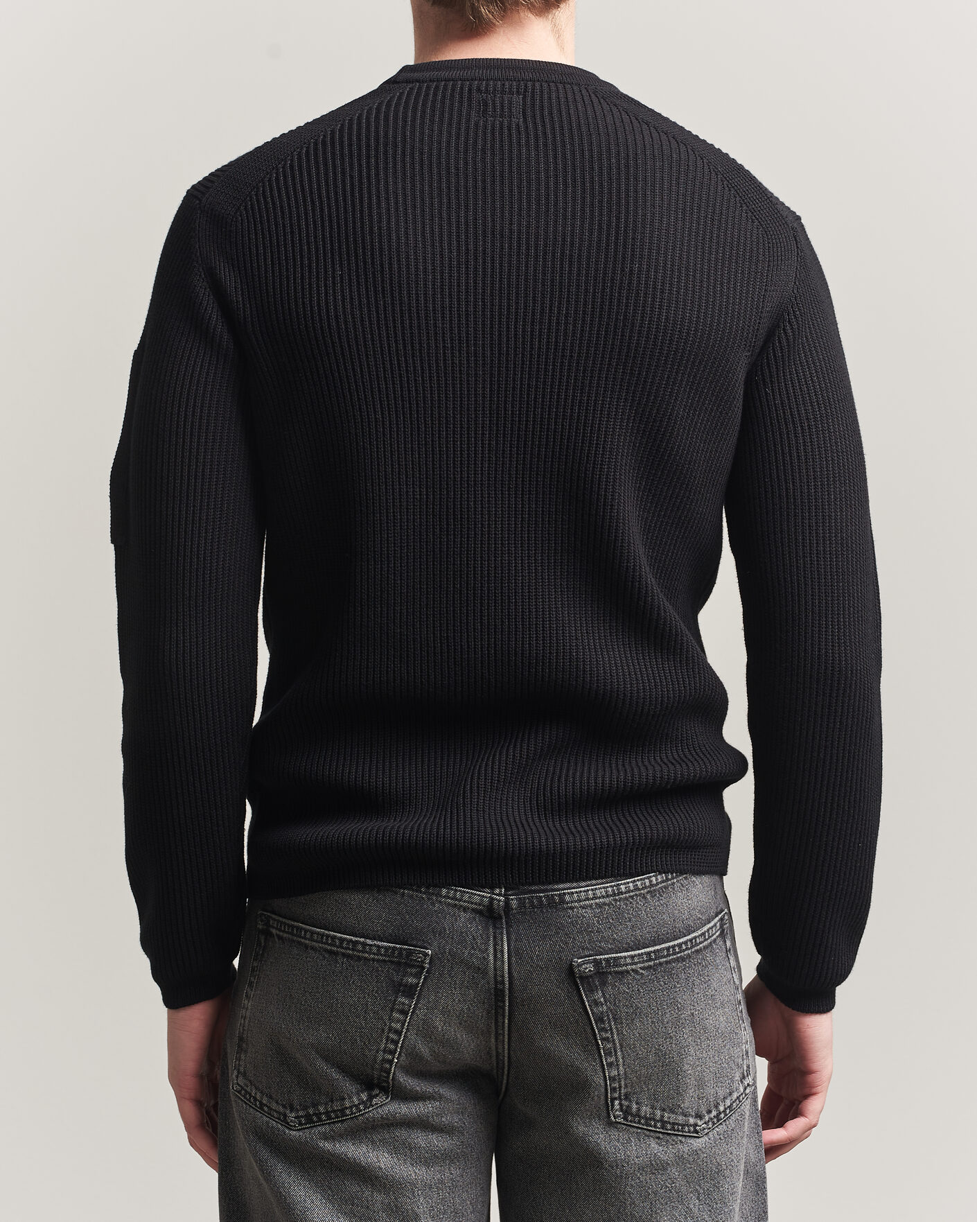 Herre | Trøjer | C.P. Company | Sea Island Knitted Cotton Crewneck Black