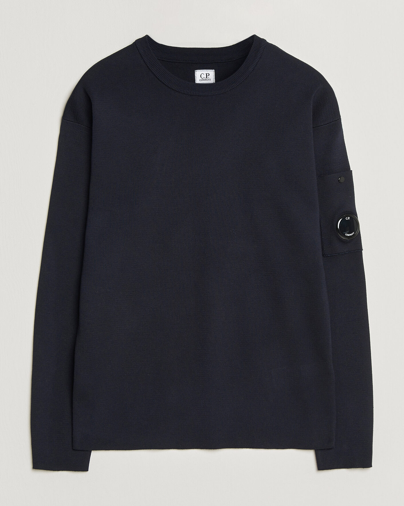 Herre | Trøjer | C.P. Company | Sea Island Fine Knit Cotton Lens Crewneck Navy