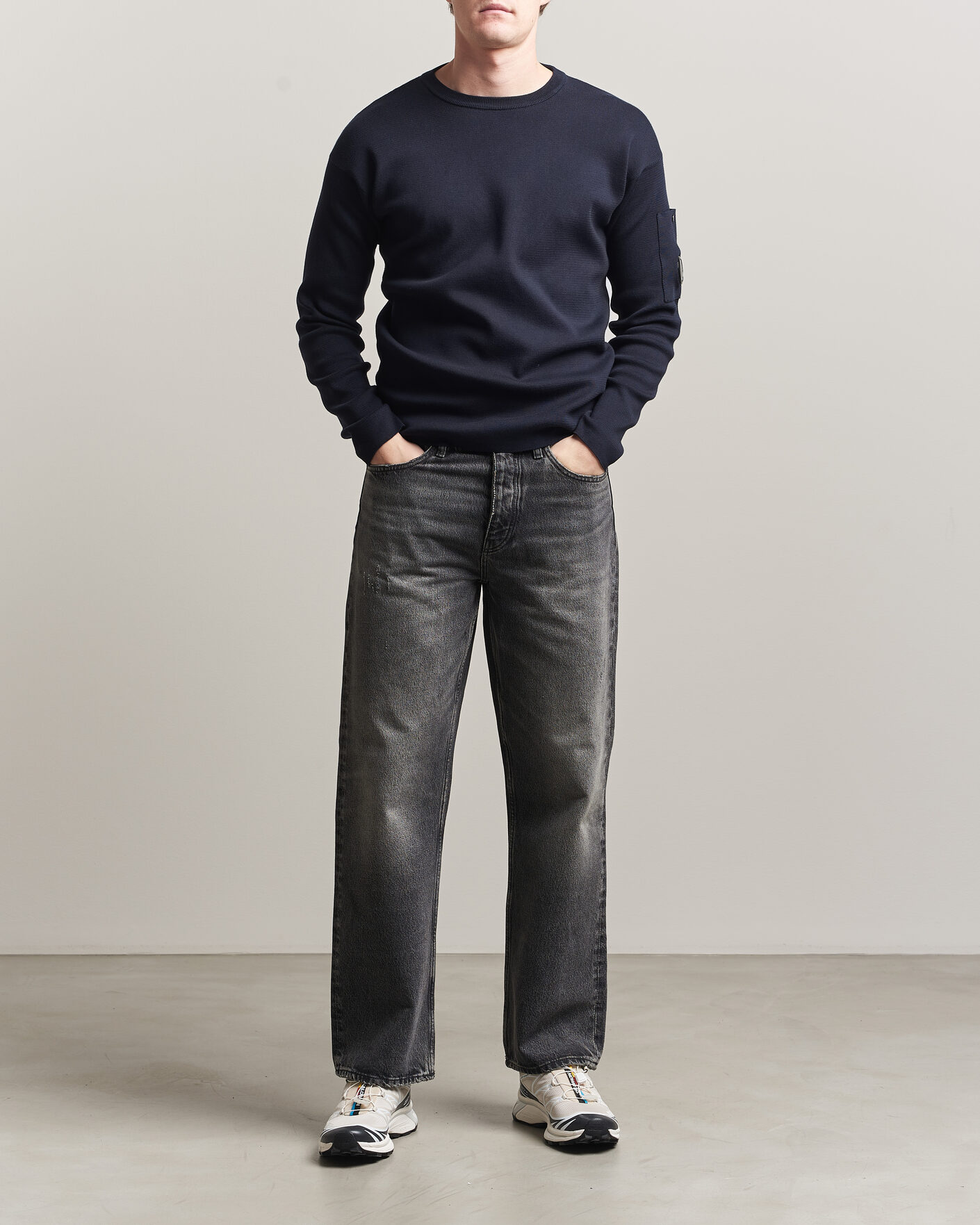 Herre | Trøjer | C.P. Company | Sea Island Fine Knit Cotton Lens Crewneck Navy