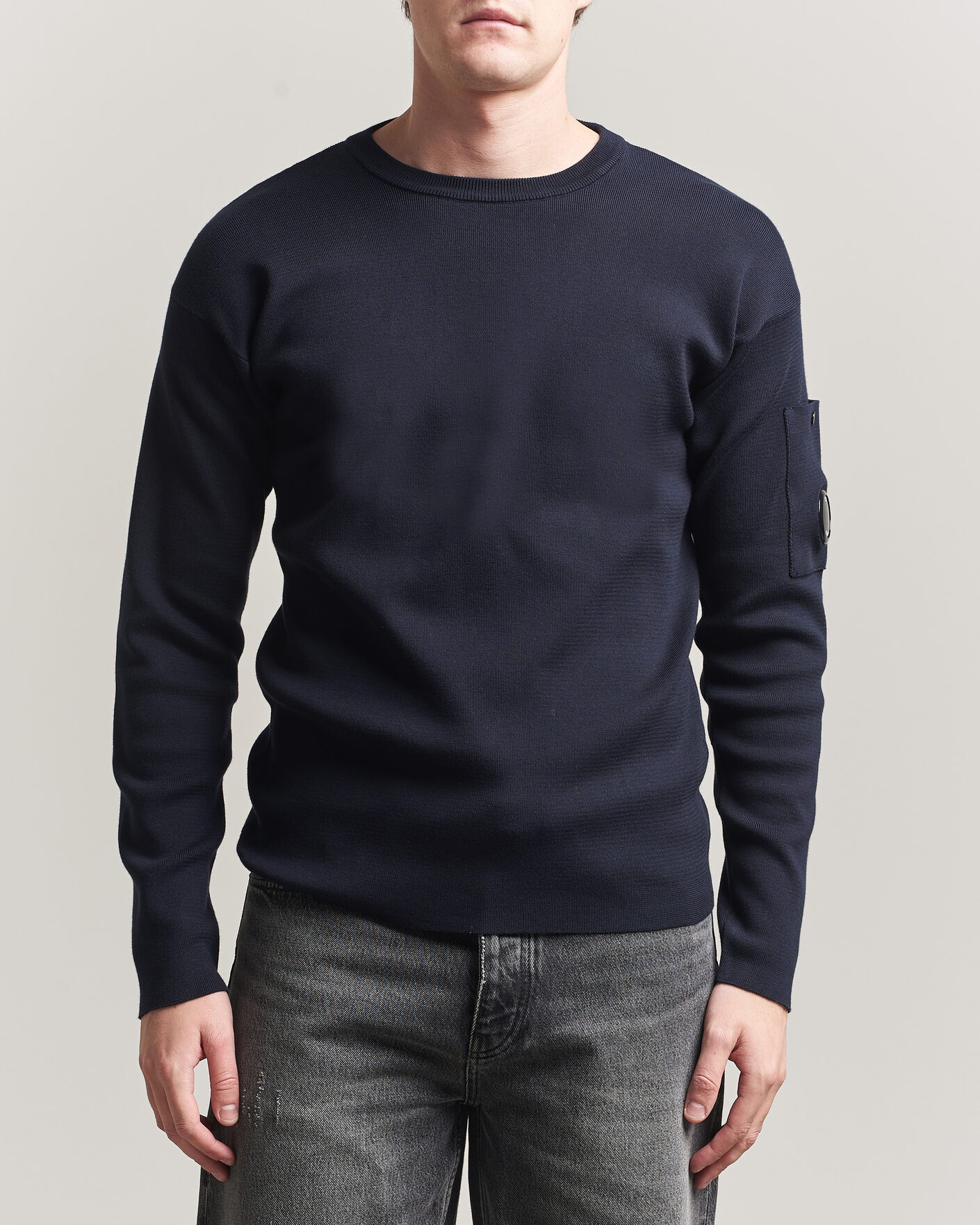 Herre | Trøjer | C.P. Company | Sea Island Fine Knit Cotton Lens Crewneck Navy