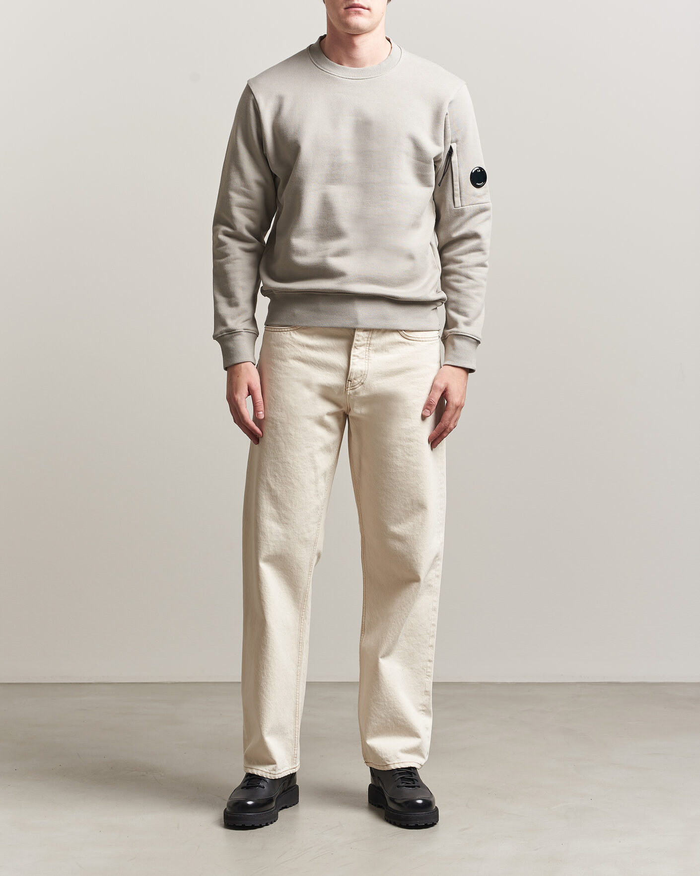 Herre | Trøjer | C.P. Company | Diagonal Raised Fleece Lens Sweatshirt Light Grey