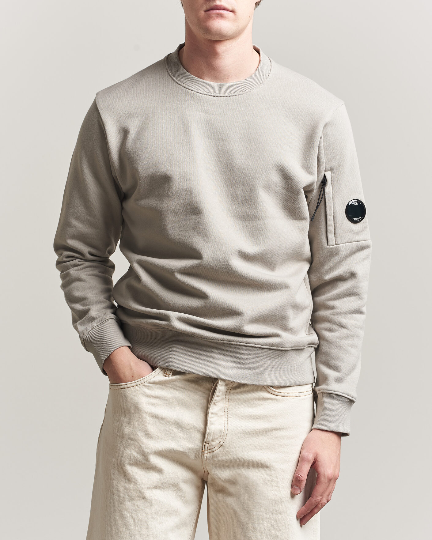 Herre | Trøjer | C.P. Company | Diagonal Raised Fleece Lens Sweatshirt Light Grey