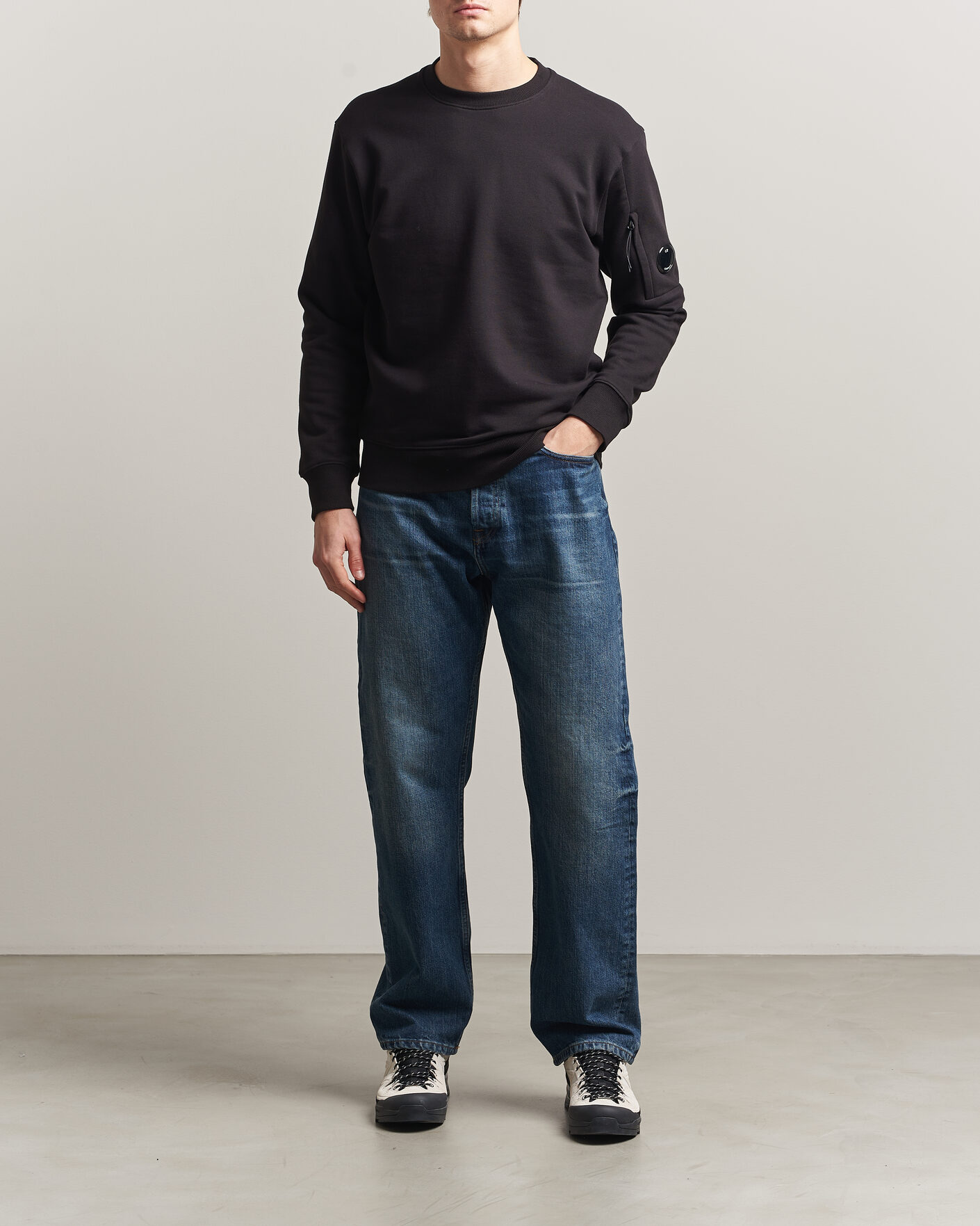 Herre | Trøjer | C.P. Company | Diagonal Raised Fleece Lens Sweatshirt Black