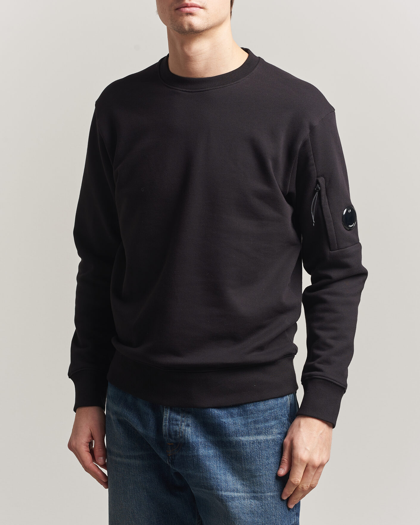 Herre | Trøjer | C.P. Company | Diagonal Raised Fleece Lens Sweatshirt Black