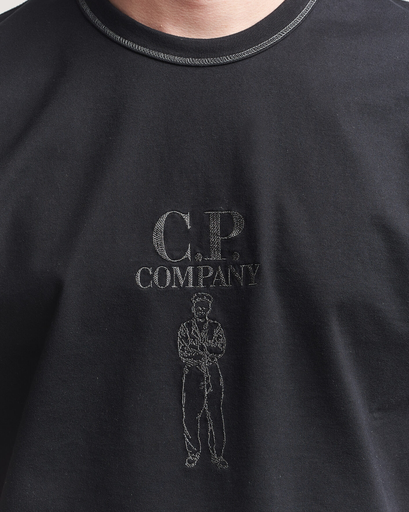 Herre | T-Shirts | C.P. Company | Mercerized Heavy Cotton Chest Logo T-Shirt Black