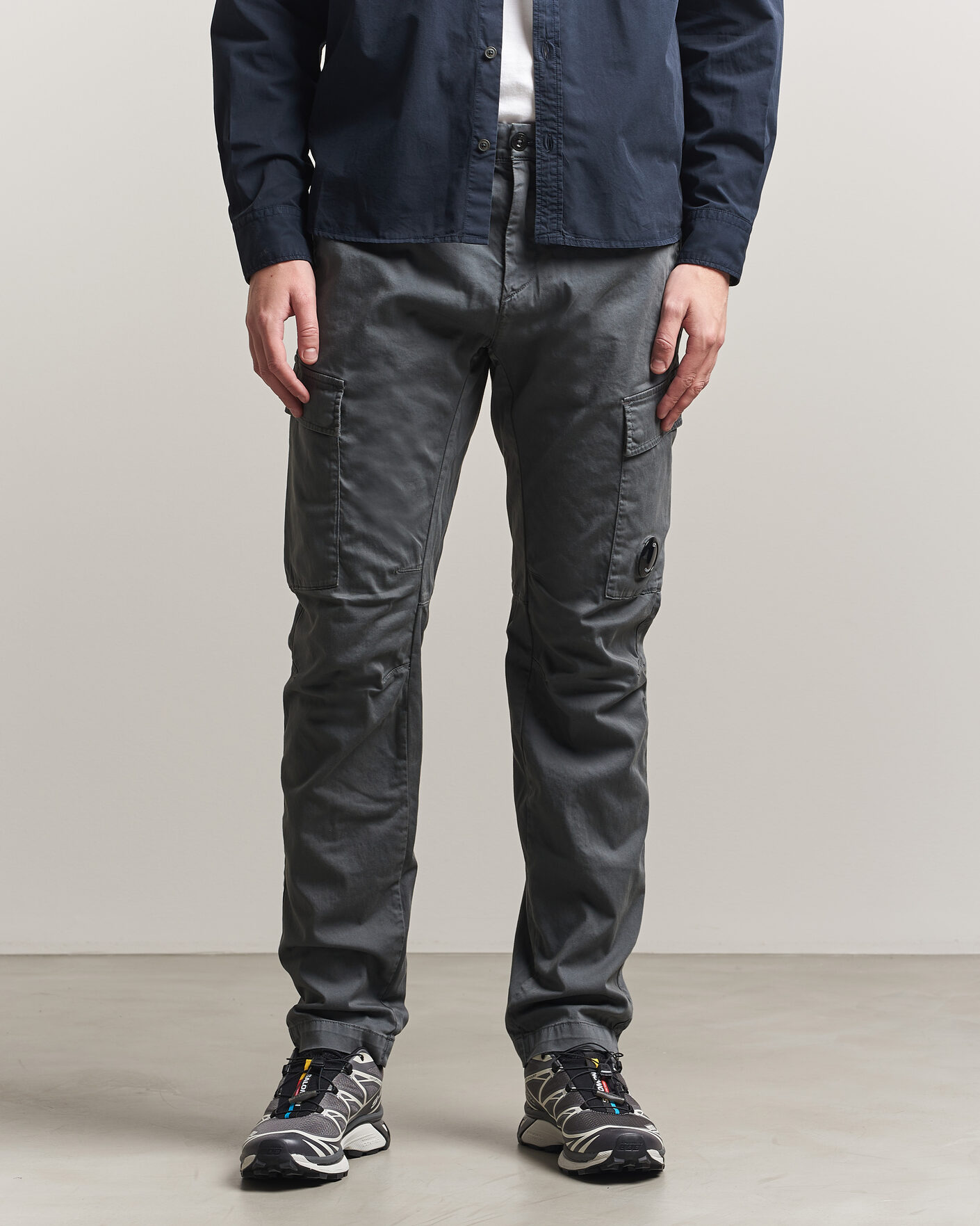Herre | Bukser | C.P. Company | Satin Stretch Cargo Pants Dark Grey