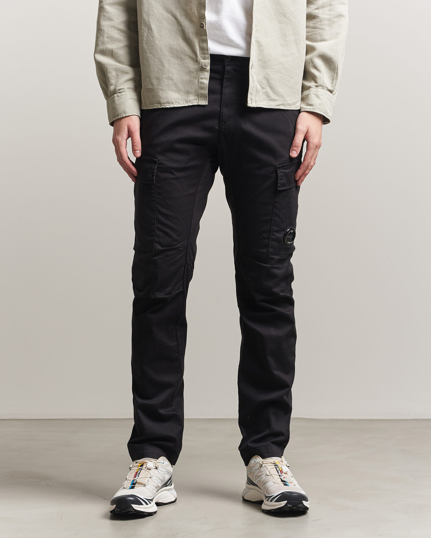 Herre | Bukser | C.P. Company | Satin Stretch Cargo Pants Black