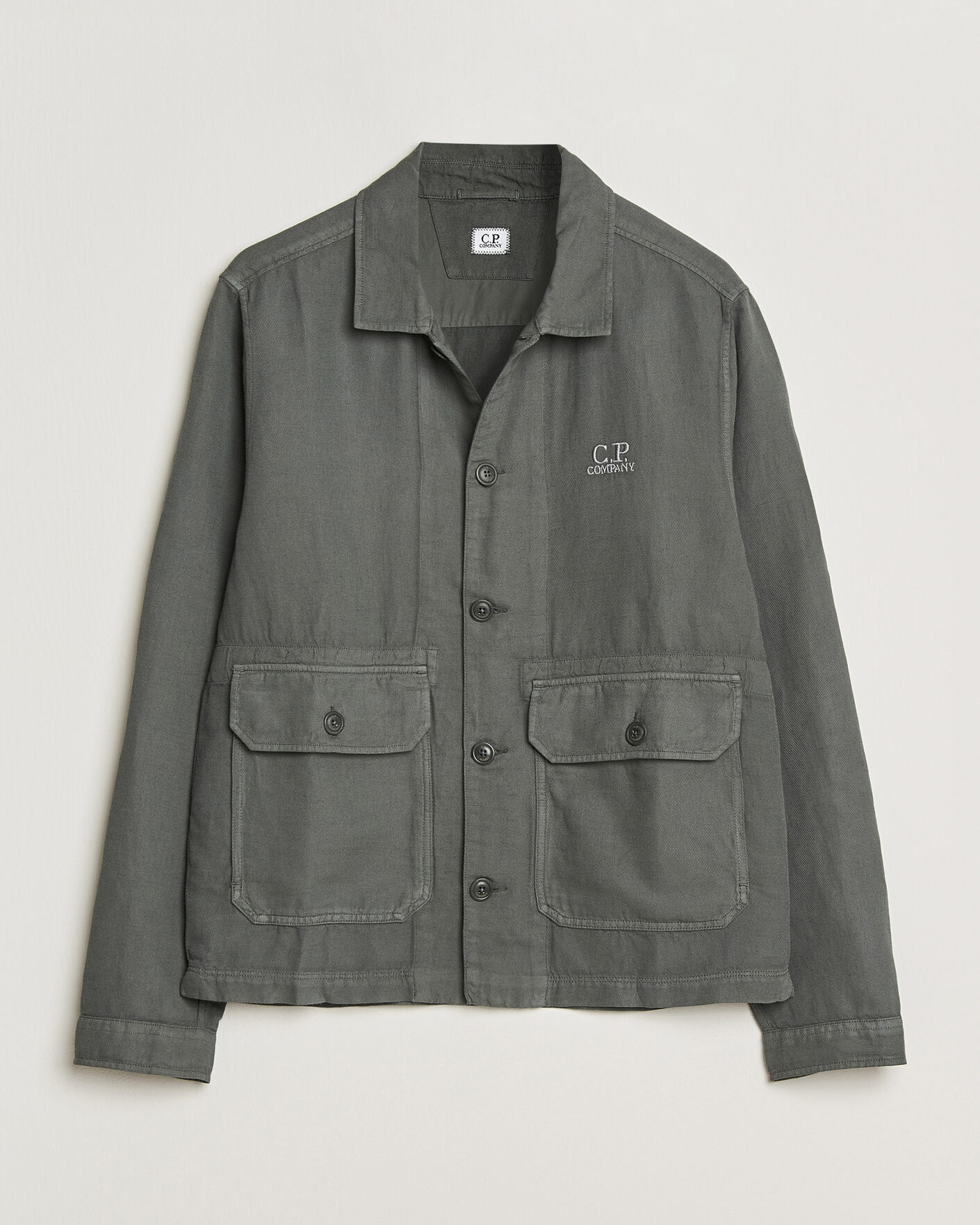 Herre | Skjorter | C.P. Company | Broken Twill Linen/Cotton Overshirt Olive