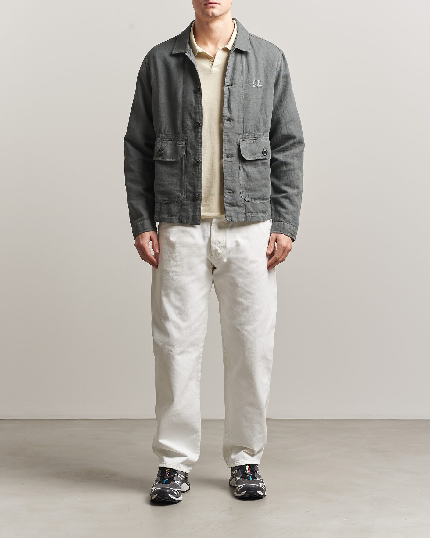 Herre | Skjorter | C.P. Company | Broken Twill Linen/Cotton Overshirt Olive