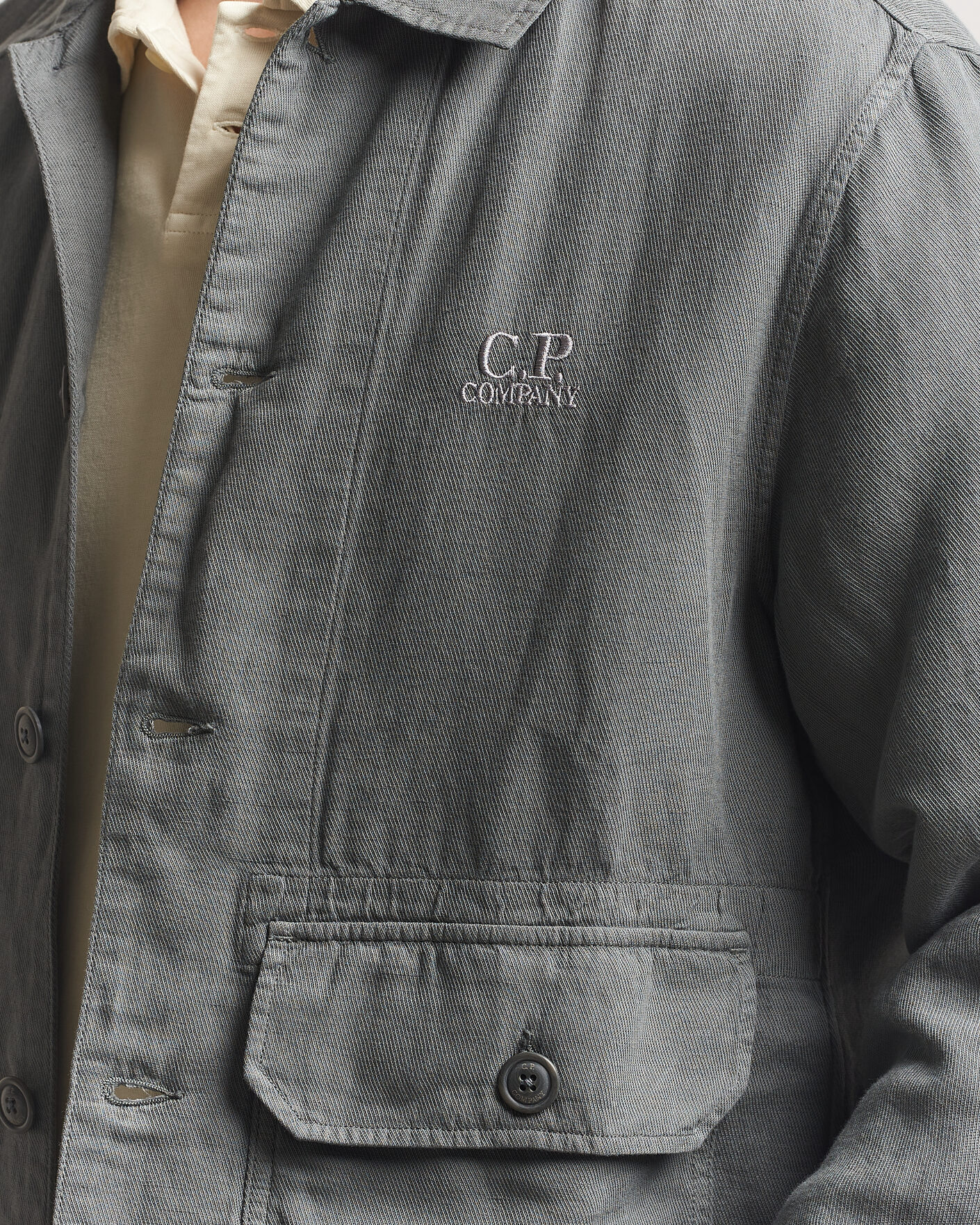 Herre | Skjorter | C.P. Company | Broken Twill Linen/Cotton Overshirt Olive