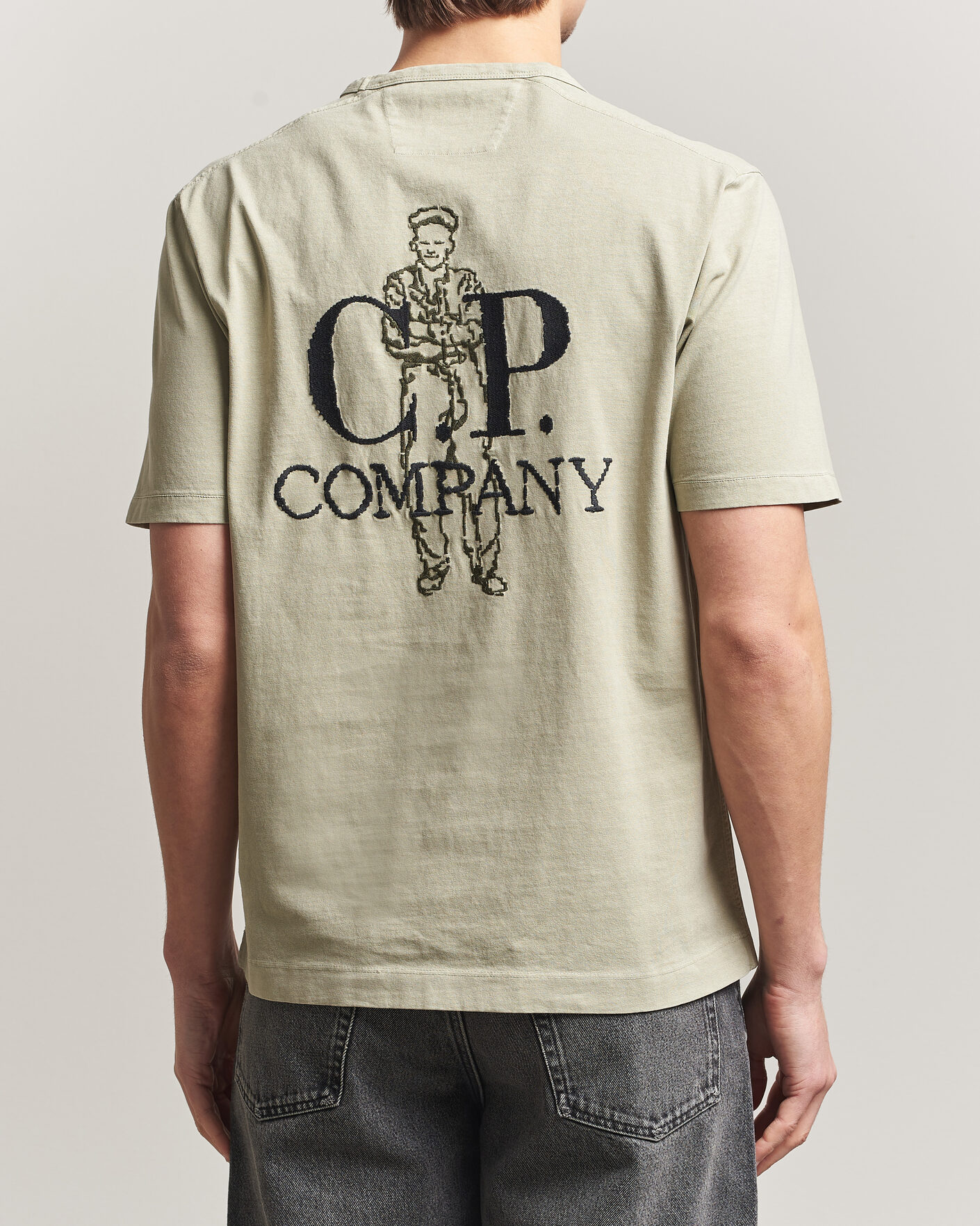 Herre | T-Shirts | C.P. Company | Back Printed Cotton T-Shirt Washed Green