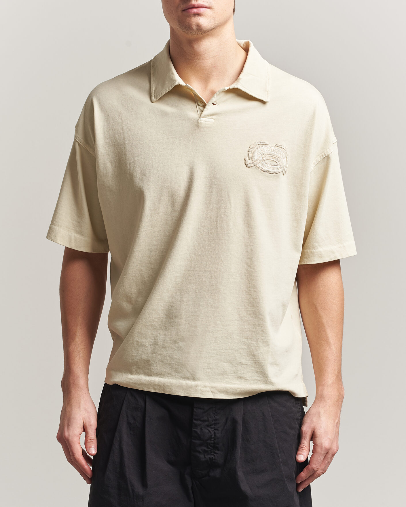 Herre | Polotrøjer | C.P. Company | Boxy Fit Cotton Logo Polo Cream
