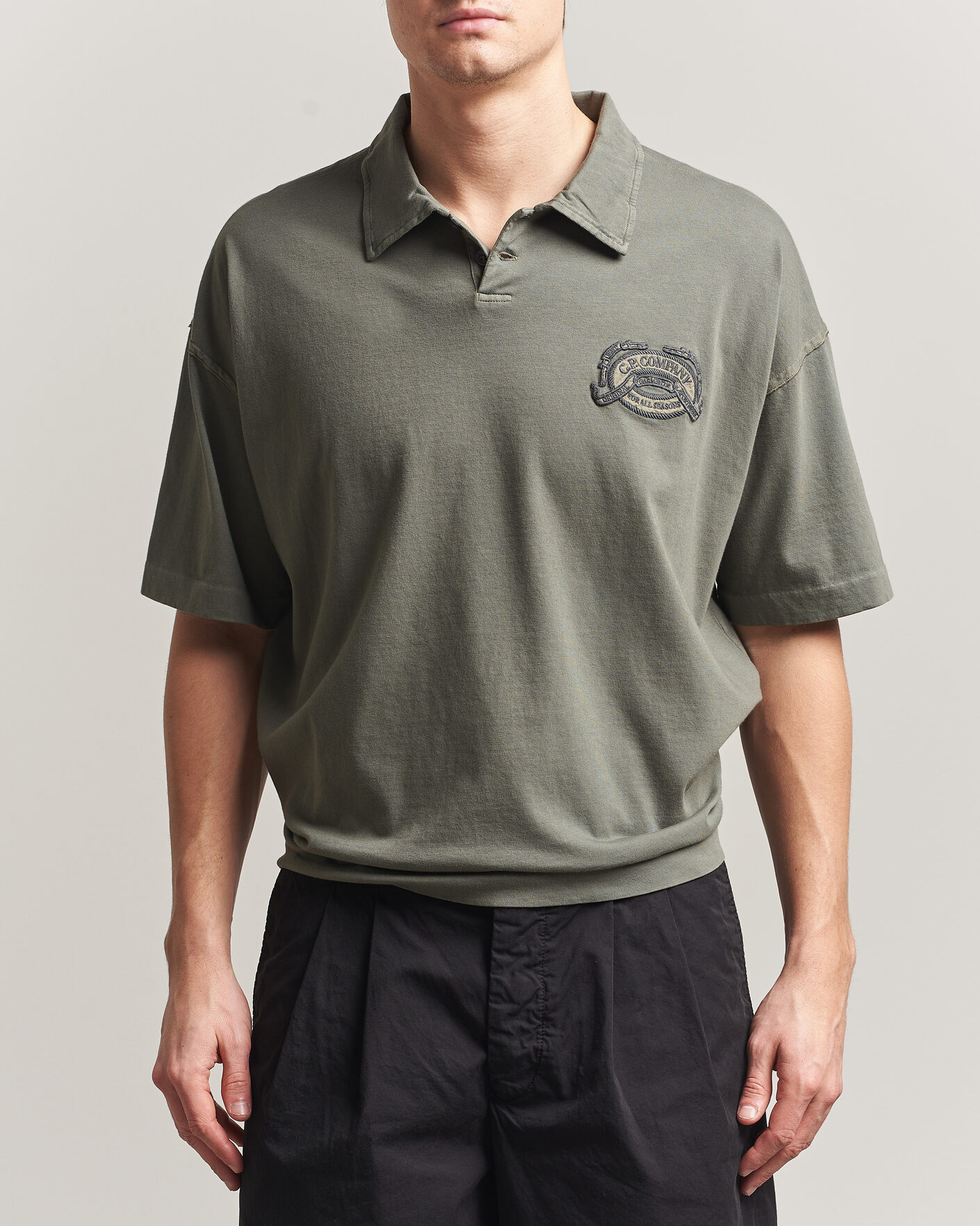 Herre | Polotrøjer | C.P. Company | Boxy Fit Cotton Logo Polo Dark Green