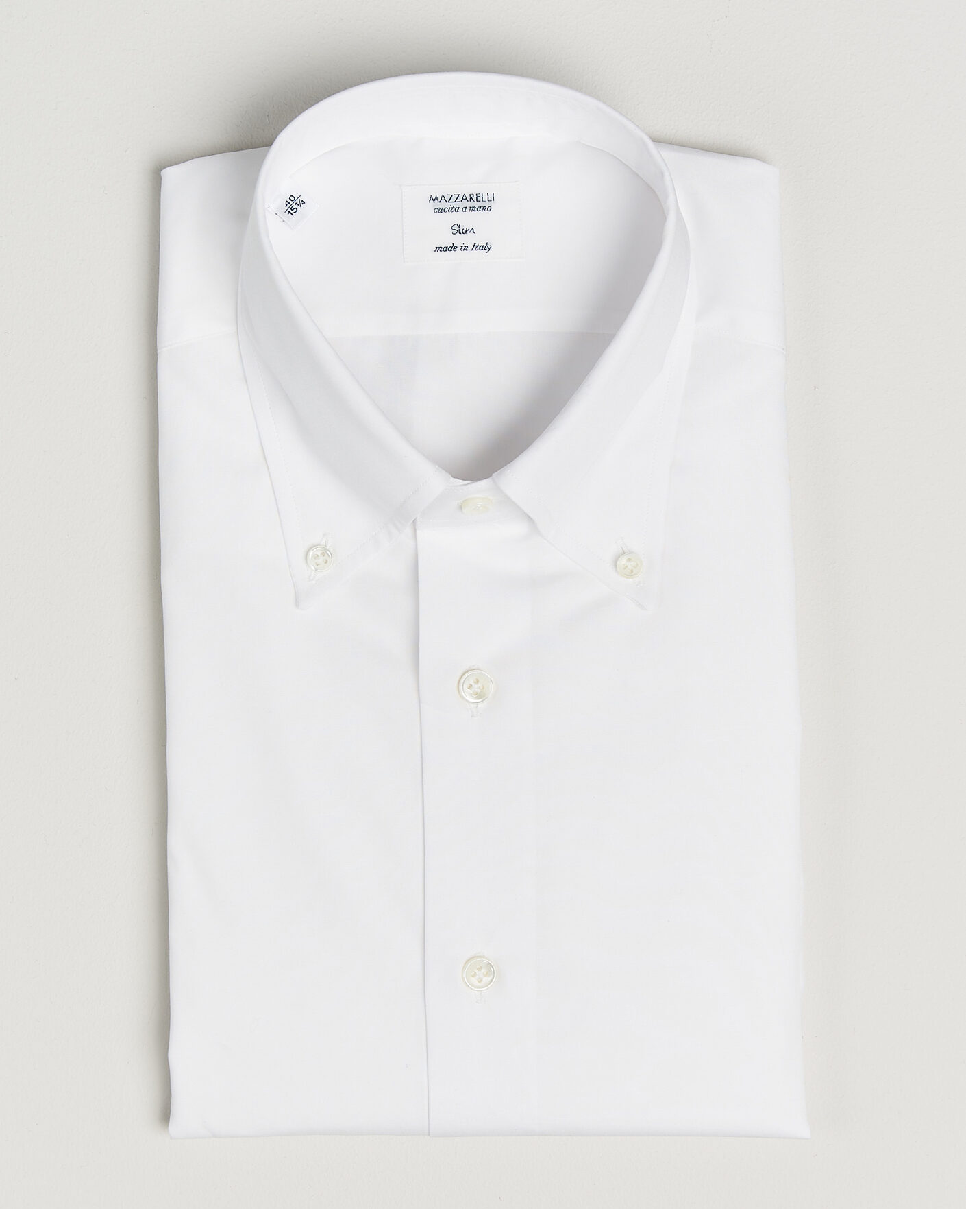 Herre | Skjorter | Mazzarelli | Soft Cotton Button Down Shirt White