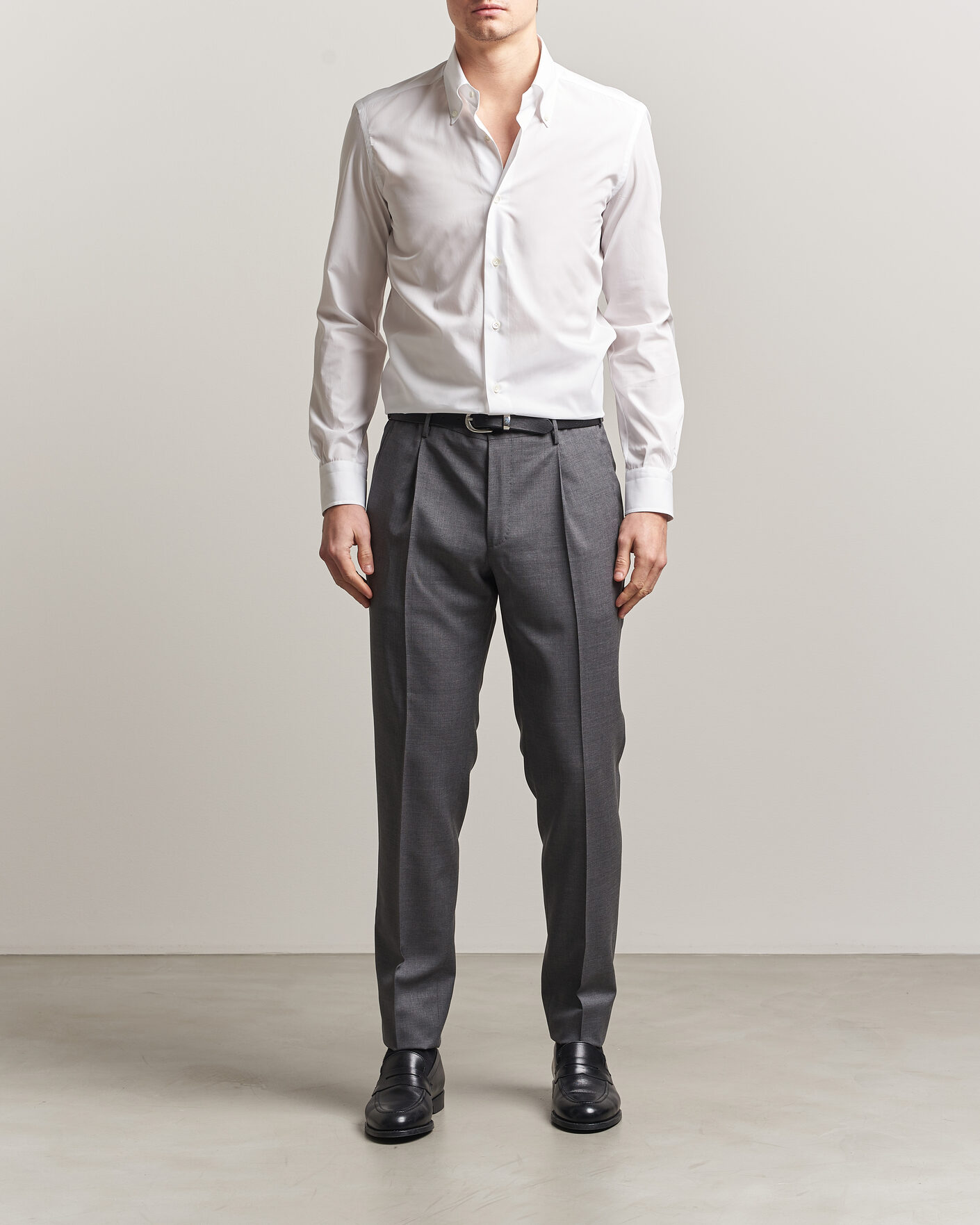 Herre | Skjorter | Mazzarelli | Soft Cotton Button Down Shirt White