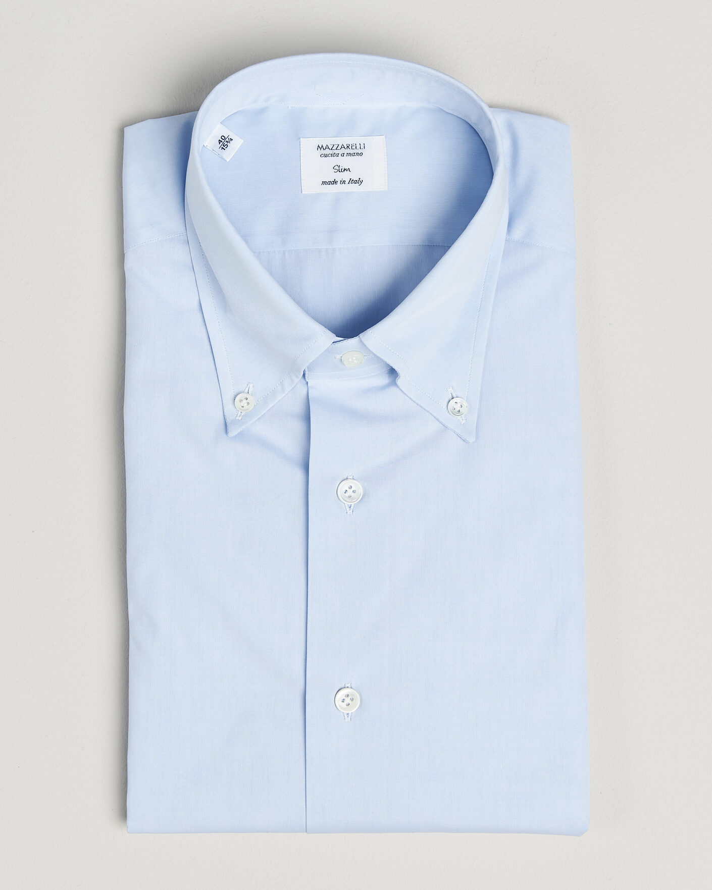 Herre | Skjorter | Mazzarelli | Soft Cotton Button Down Shirt Light Blue