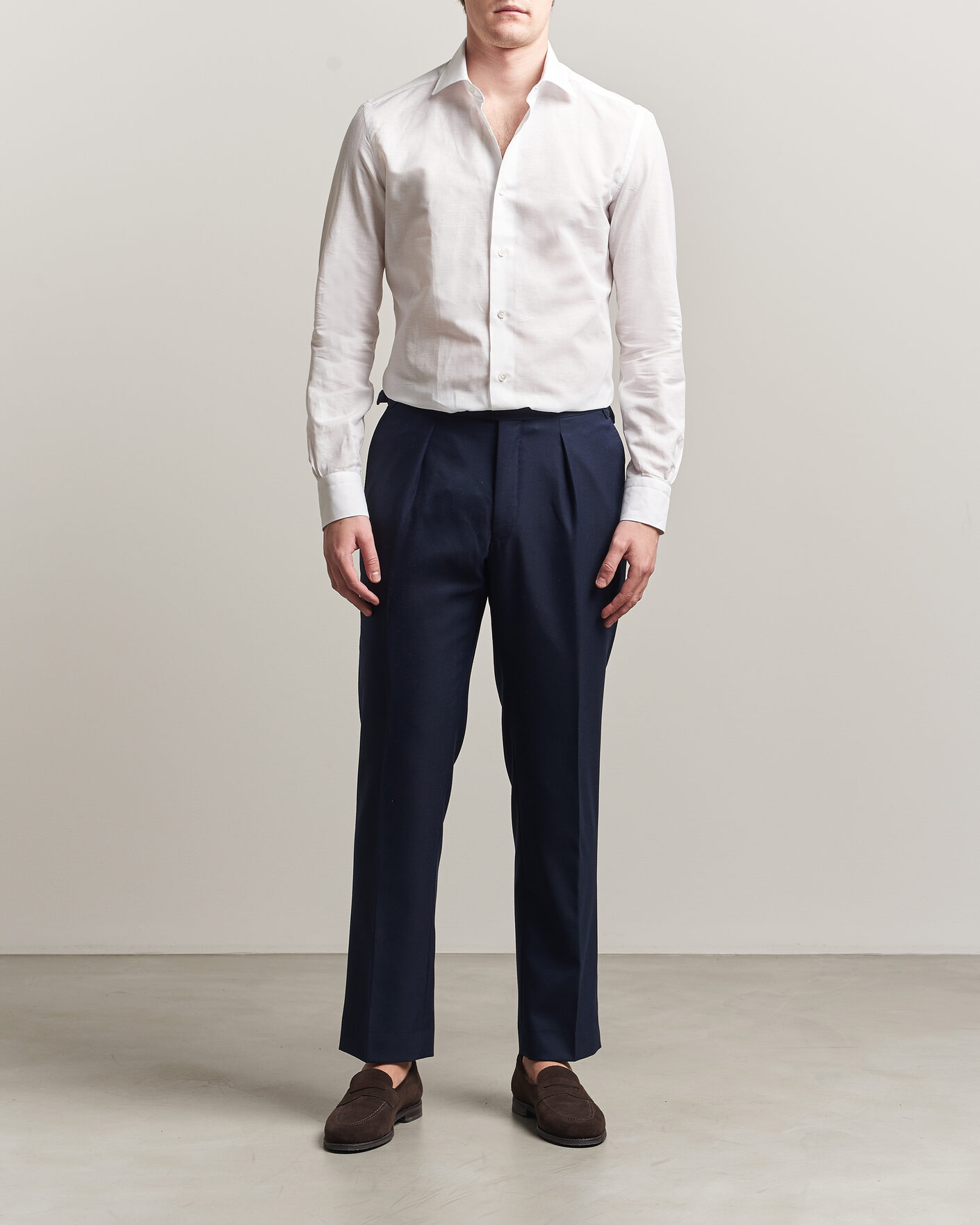 Herre | Skjorter | Mazzarelli | Soft Cotton/Linen Shirt White