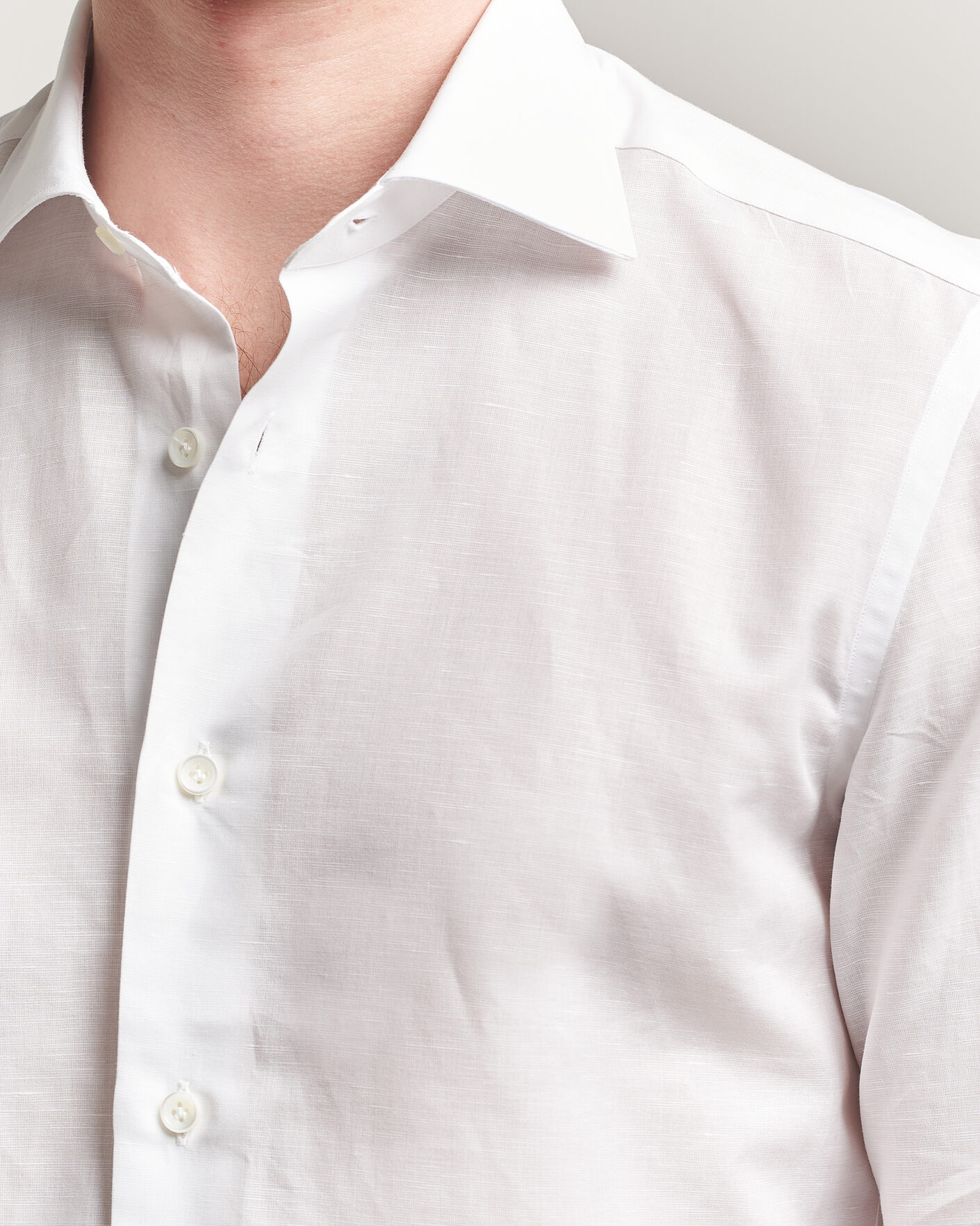 Herre | Skjorter | Mazzarelli | Soft Cotton/Linen Shirt White