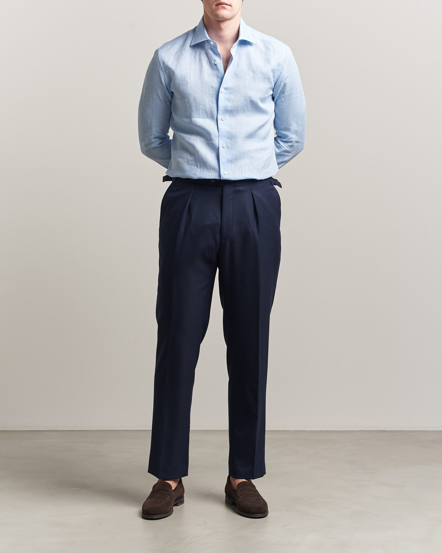 Herre | Skjorter | Mazzarelli | Soft Linen Shirt Light Blue