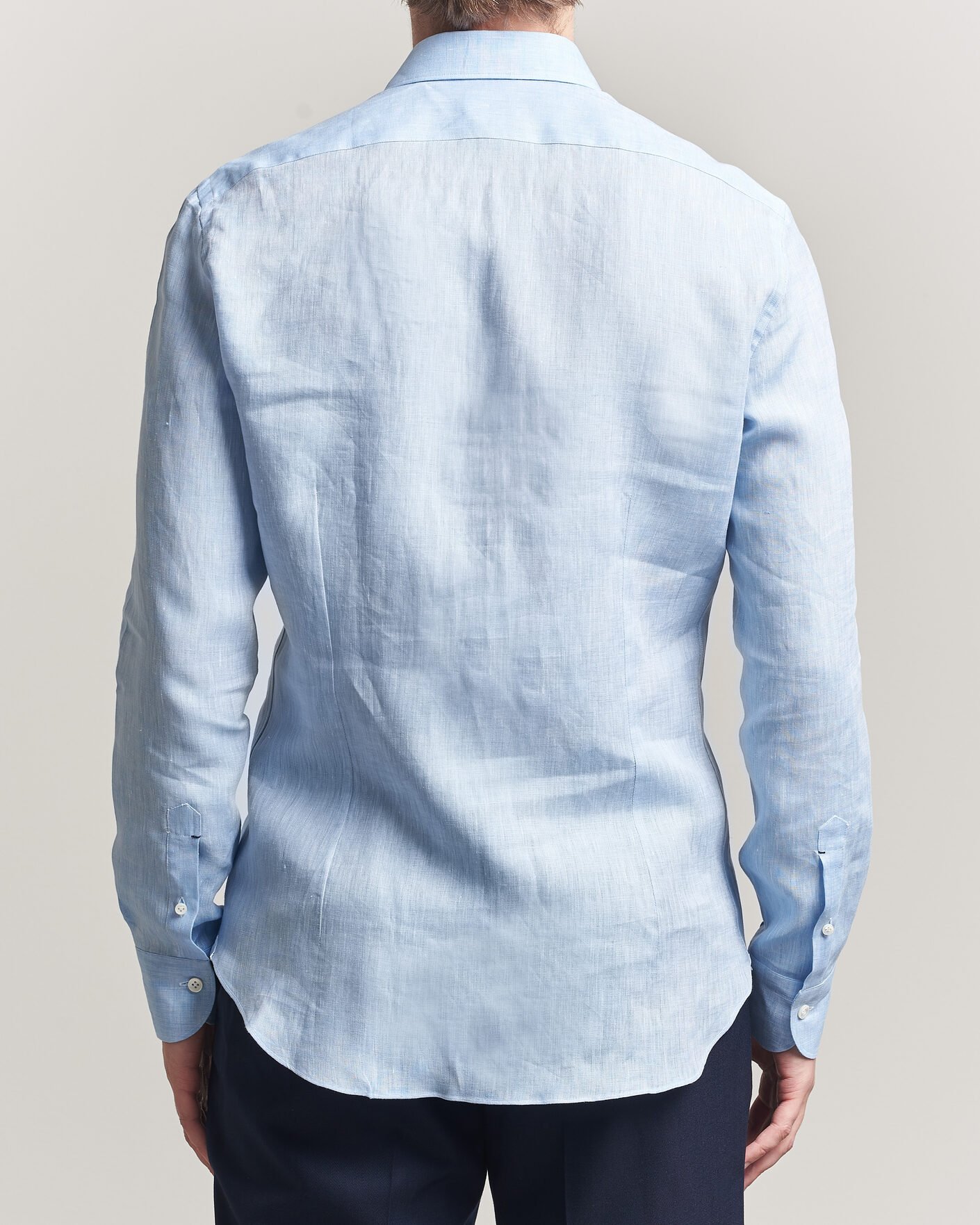 Herre | Skjorter | Mazzarelli | Soft Linen Shirt Light Blue