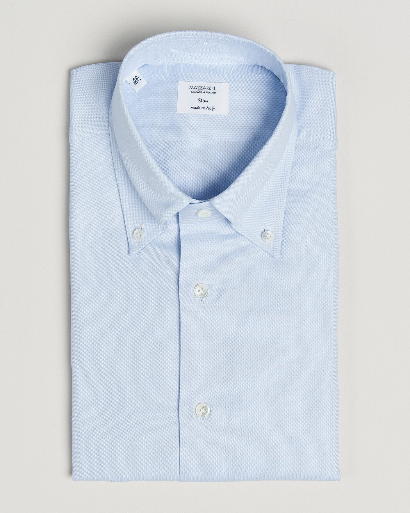 Herre | Skjorter | Mazzarelli | Soft Oxford Button Down Shirt Light Blue