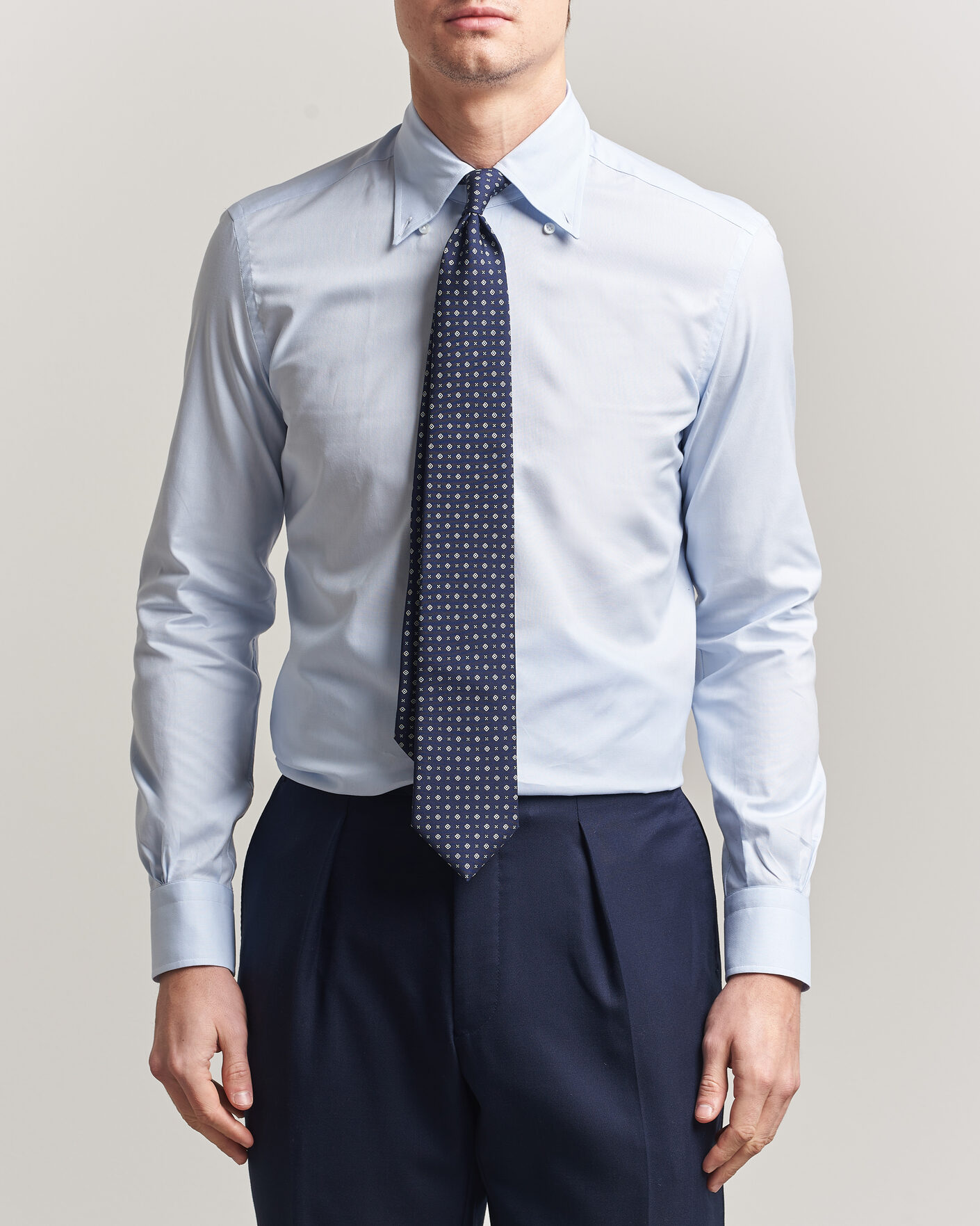 Herre | Skjorter | Mazzarelli | Soft Oxford Button Down Shirt Light Blue