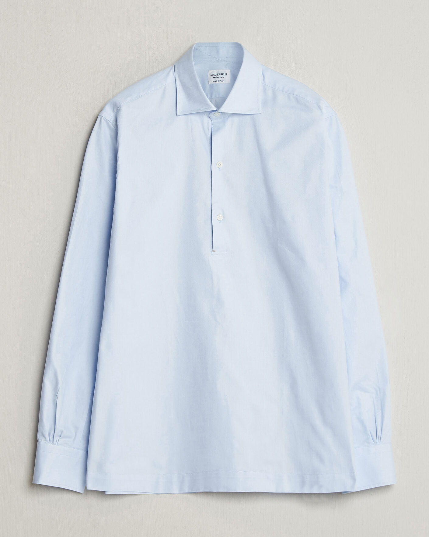 Herre | Skjorter | Mazzarelli | Soft Oxford Popover Shirt Light Blue