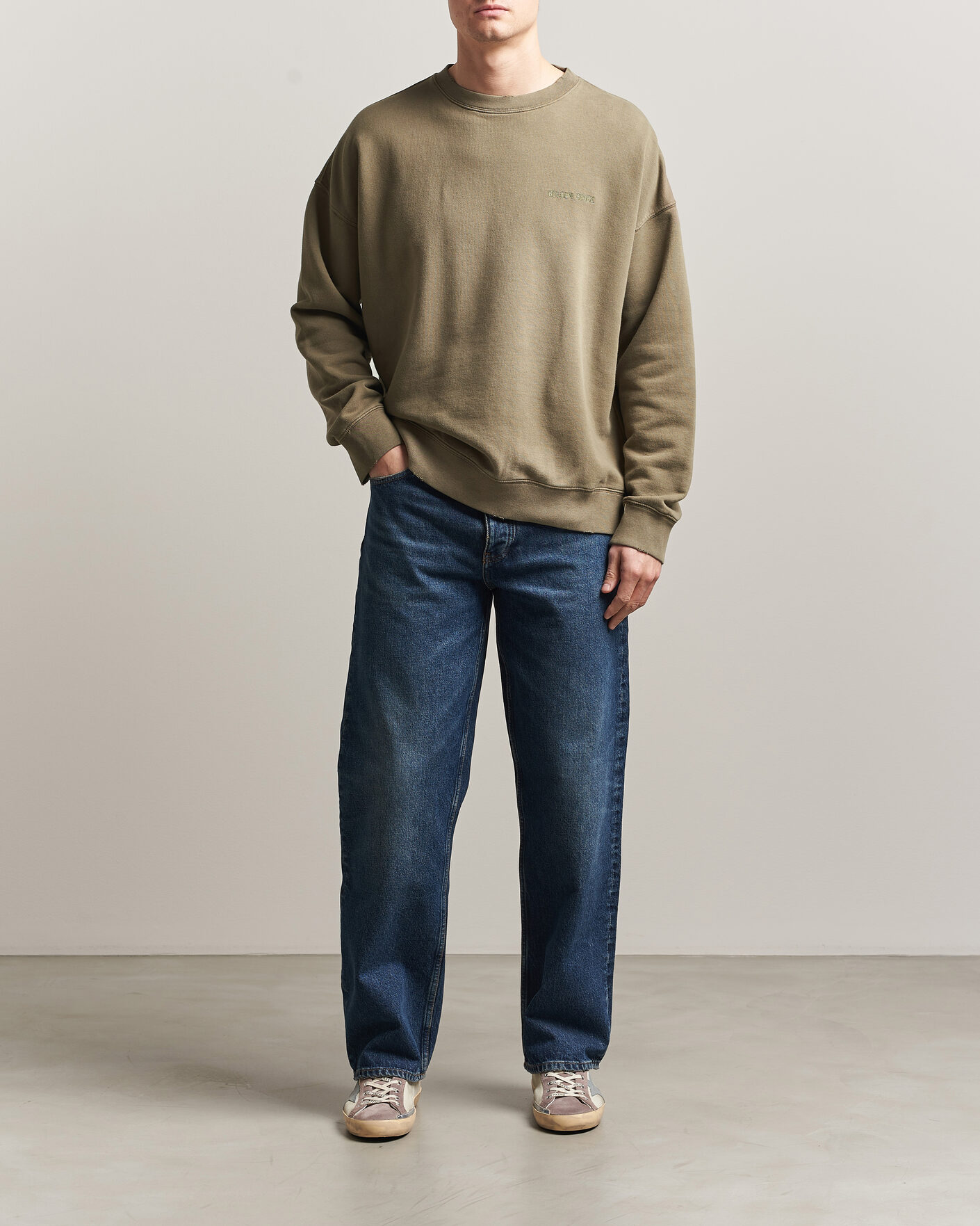 Herre | Trøjer | Golden Goose | Journey Dyed Cotton Sweatshirt Washed Beige