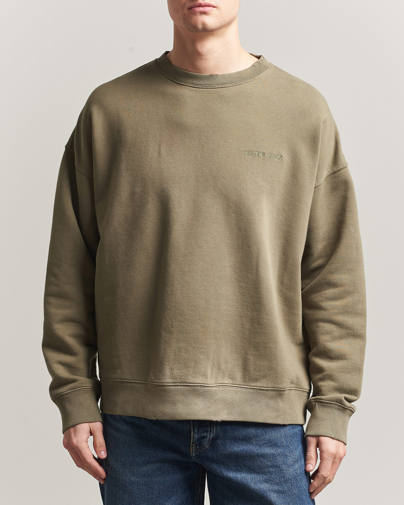 Herre | Trøjer | Golden Goose | Journey Dyed Cotton Sweatshirt Washed Beige