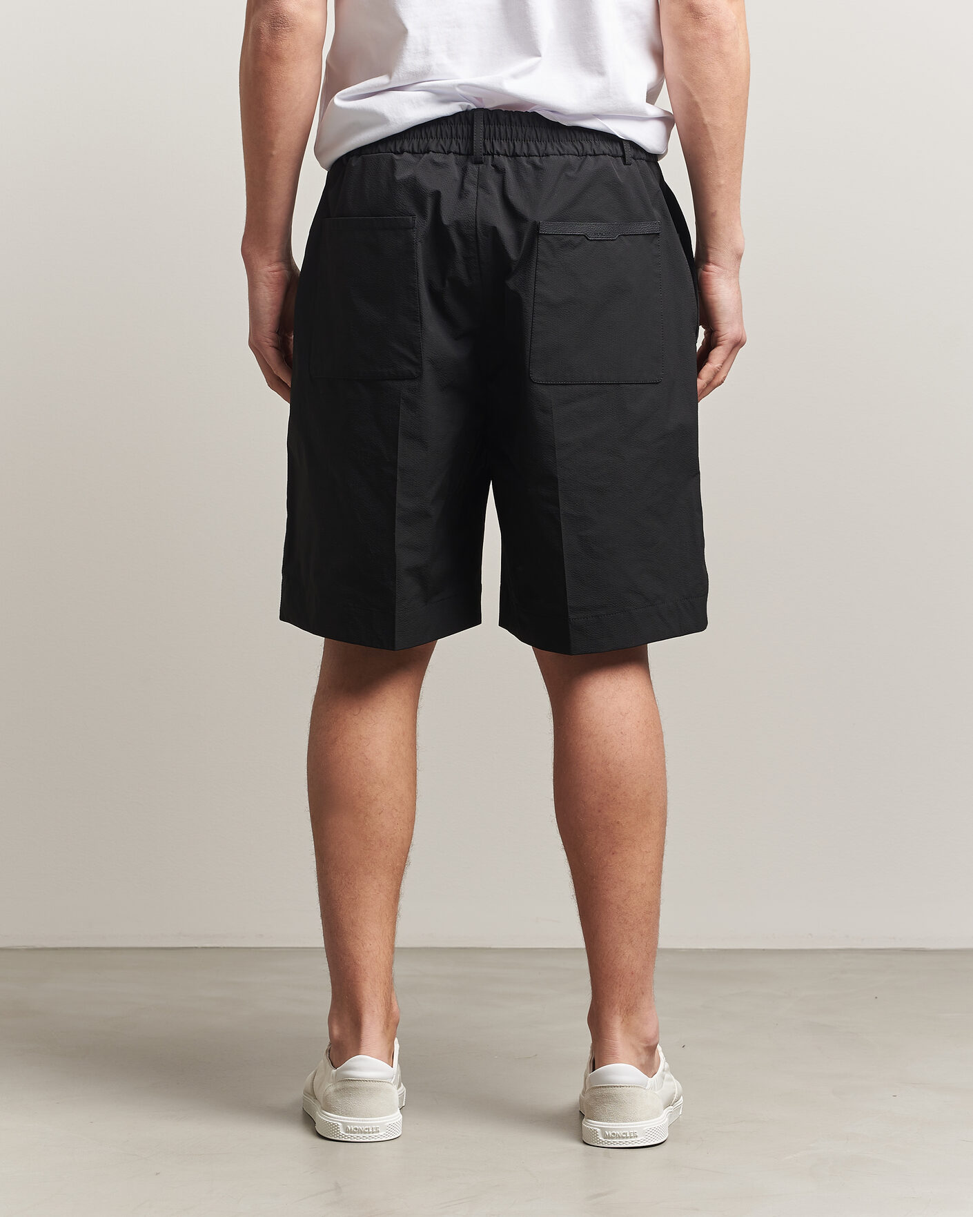 Herre | Shorts | Moncler | Lightweight Seersucker Shorts Black