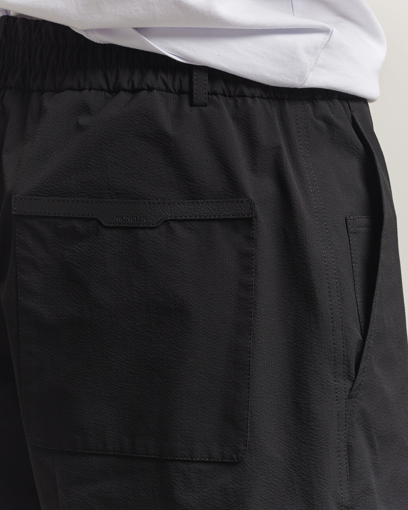 Herre | Shorts | Moncler | Lightweight Seersucker Shorts Black